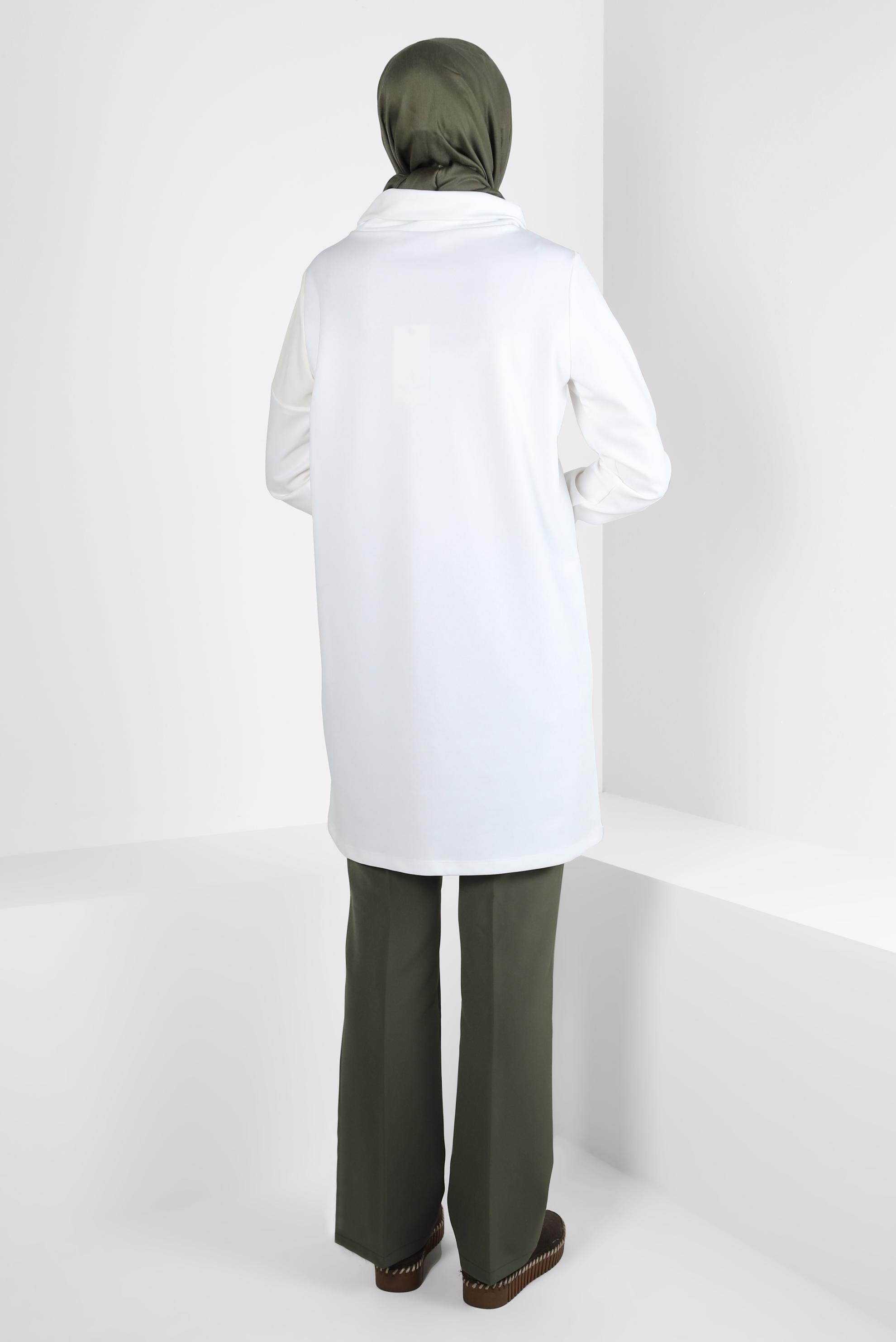 Tesettür giyim BEYAZ BOĞAZLI YAKA TUNİK 44244