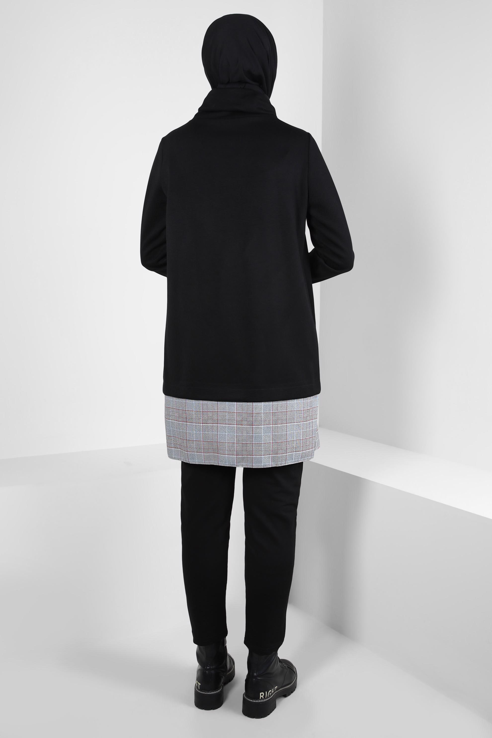 Tesettür giyim SİYAH GÖMLEK GARNİLİ TUNİK 44246