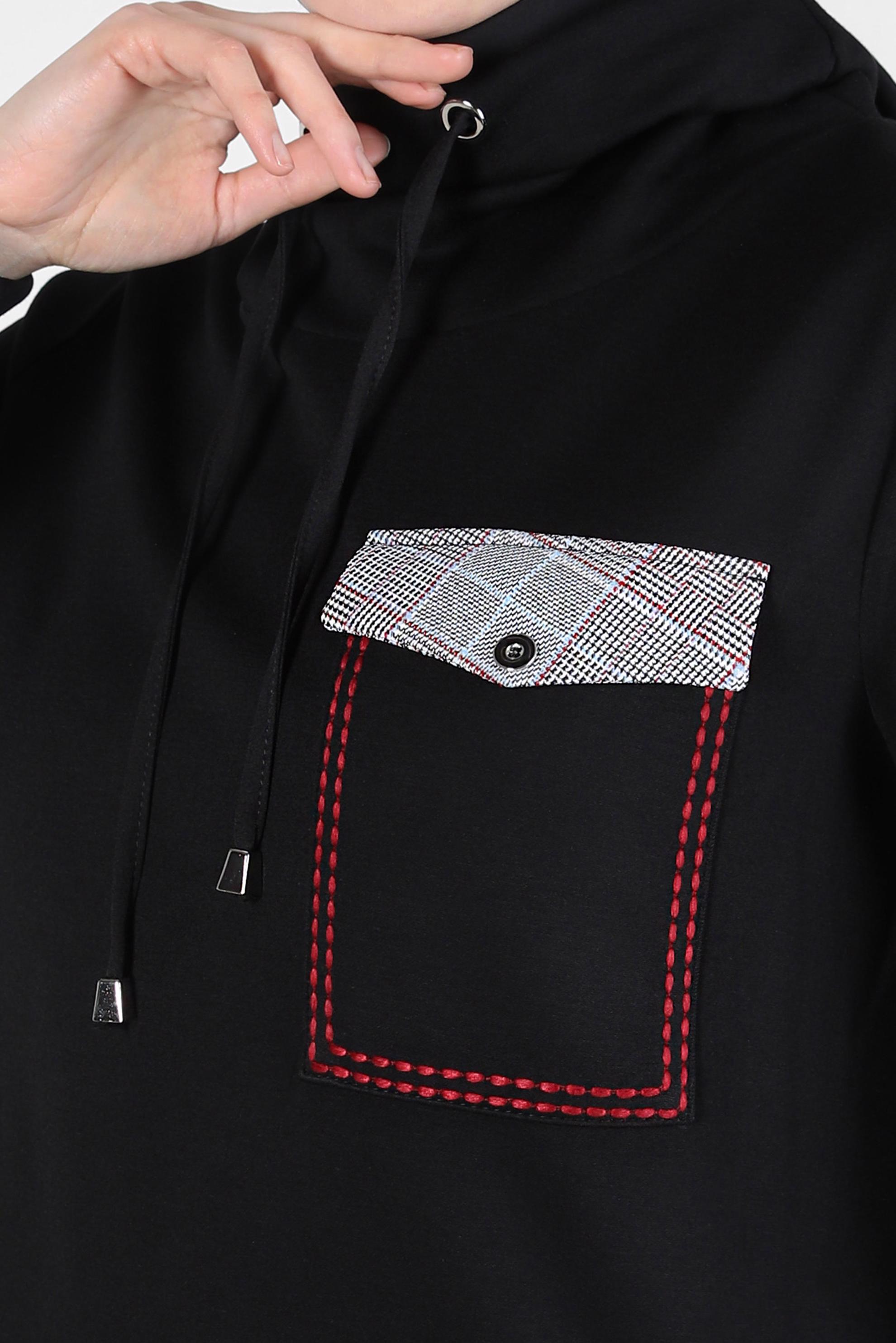 Tesettür giyim SİYAH GÖMLEK GARNİLİ TUNİK 44246