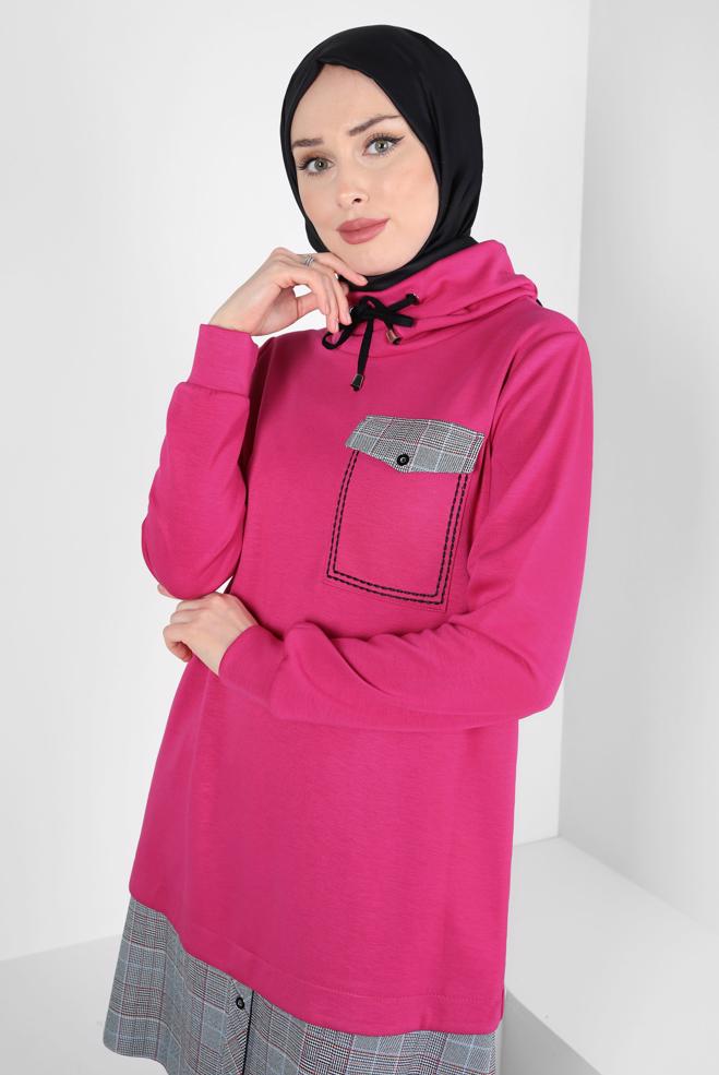 Hijab clothing FUCHSIA SHIRT BINDING TUNIC 44246 - ALVİNA