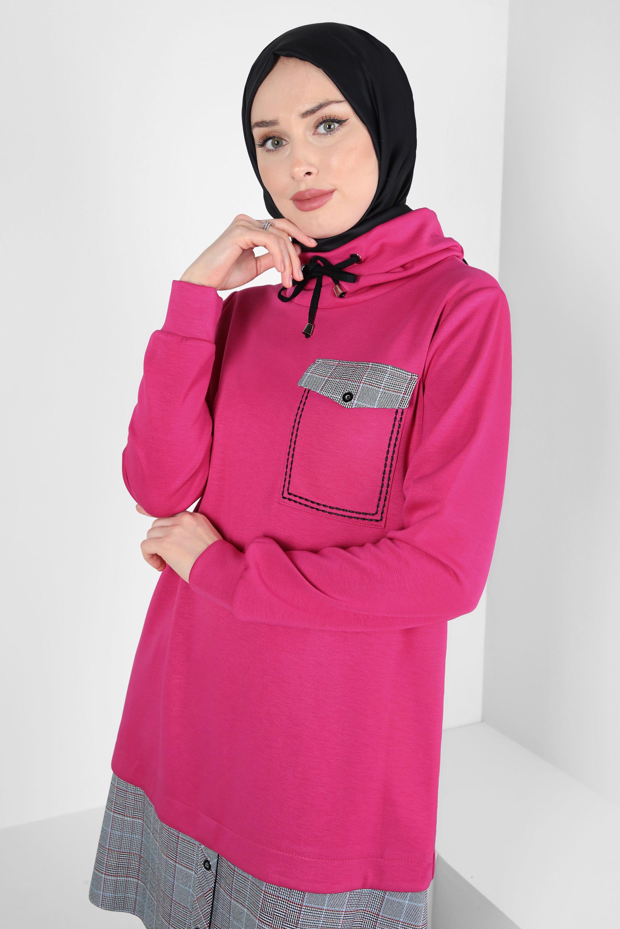 Vêtements hijab FUCHSIA CHEMISE RELIURE TUNIQUE 44246