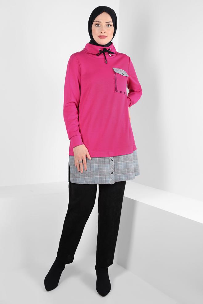 Hijab clothing FUCHSIA SHIRT BINDING TUNIC 44246 - ALVİNA