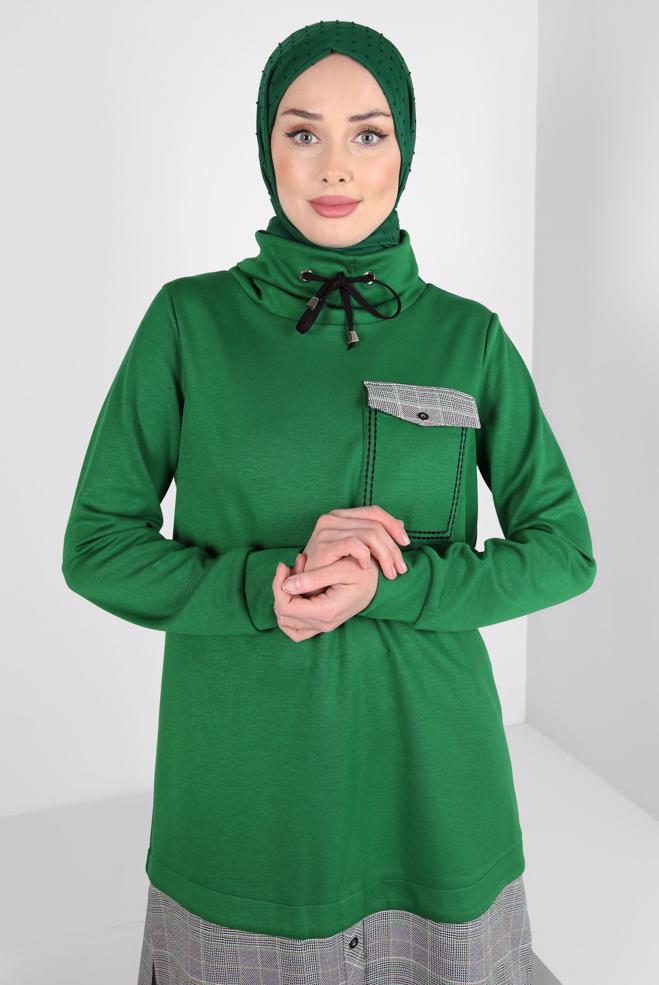 Hijab clothing GREEN SHIRT BINDING TUNIC 44246 - ALVİNA