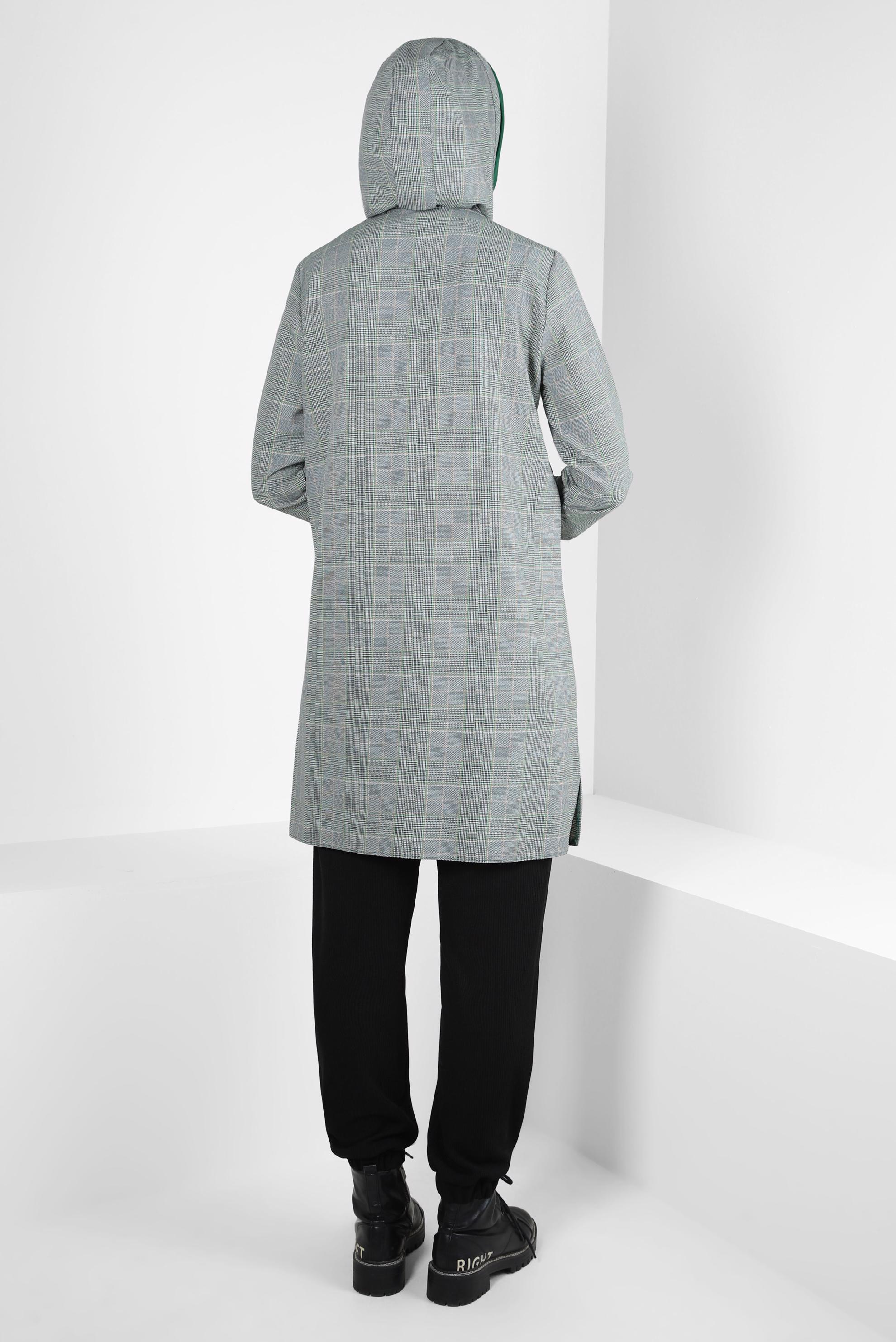 Tesettür giyim YEŞİL EKOSE DESENLİ TUNİK 44247