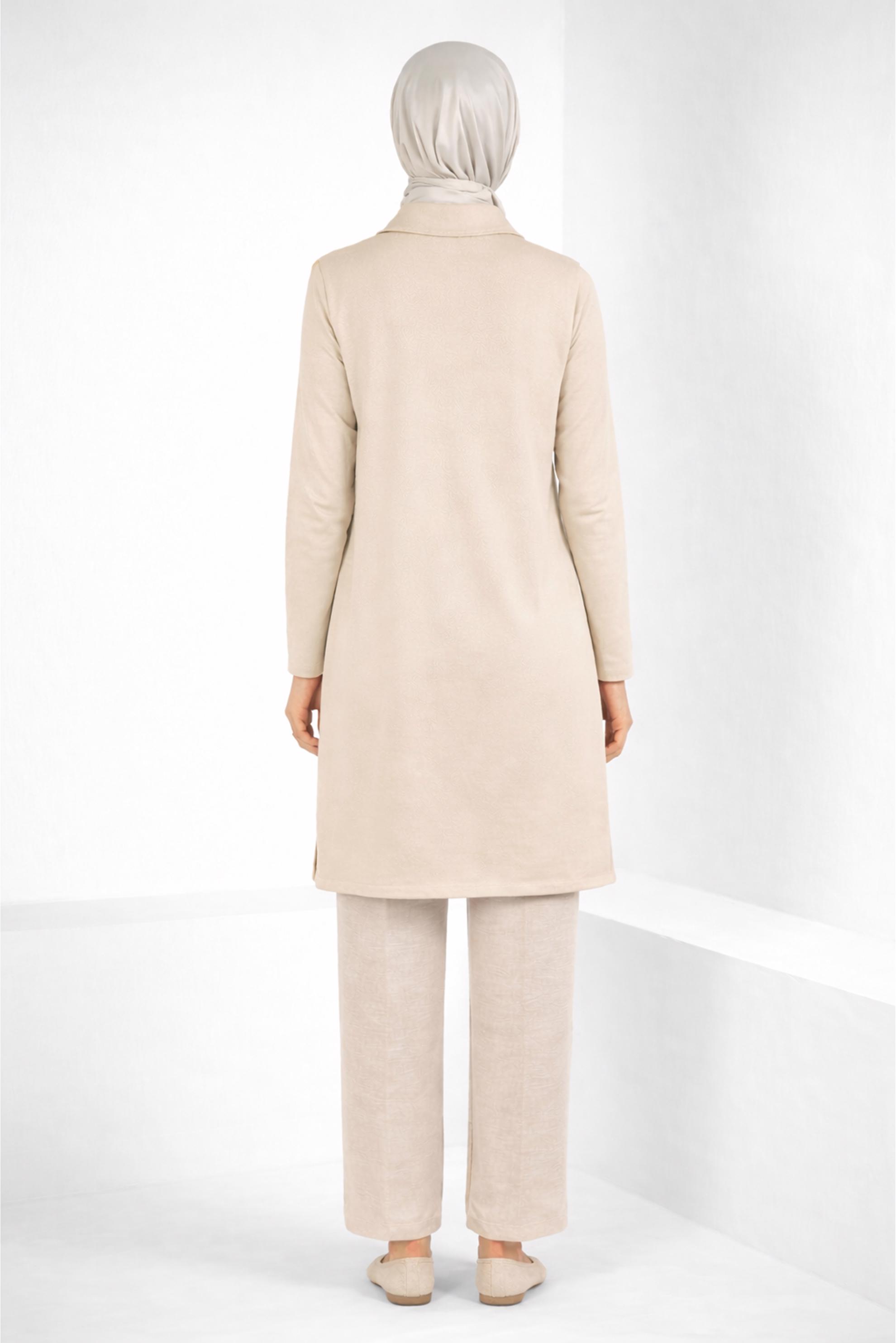 Tesettür giyim BEJ İKİ RENKLİ TUNİK 44268