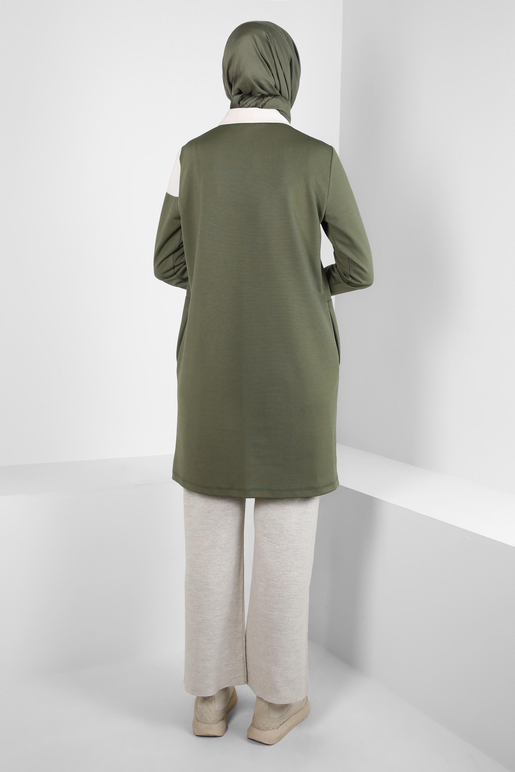 Tesettür giyim HAKİ İKİ RENKLİ TUNİK 44268