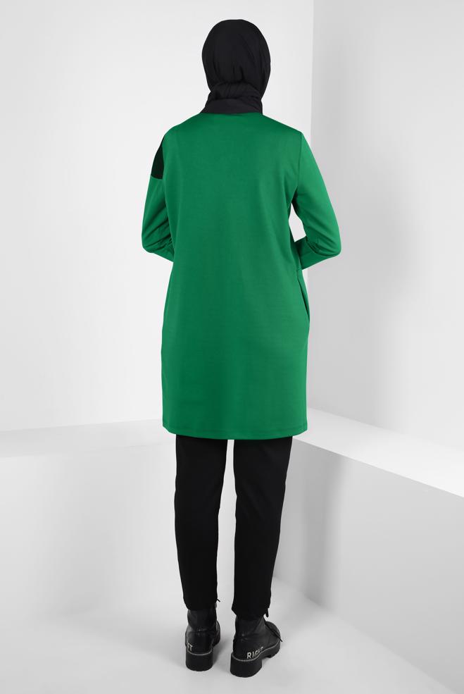 Hijab clothing GREEN DOUBLE COLORED TUNIC 44268 - ALVİNA