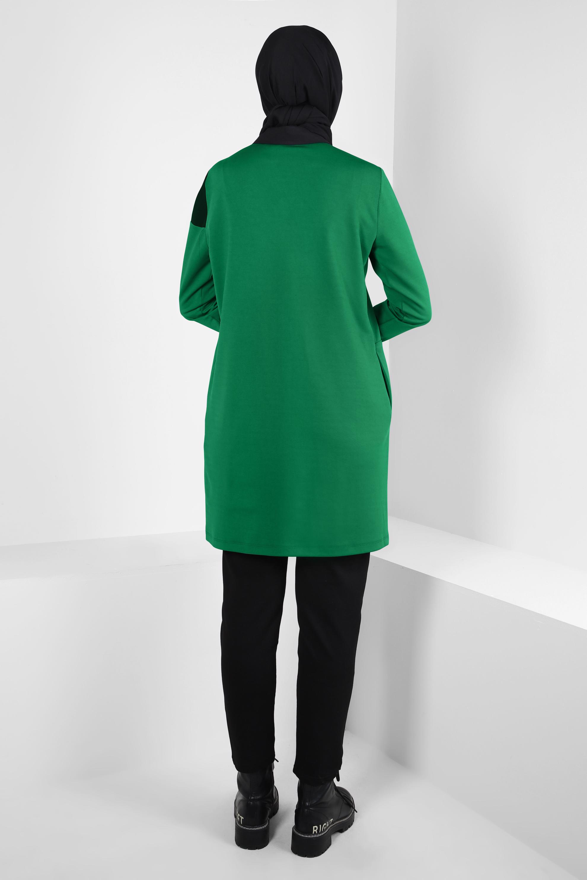 Tesettür giyim YEŞİL İKİ RENKLİ TUNİK 44268