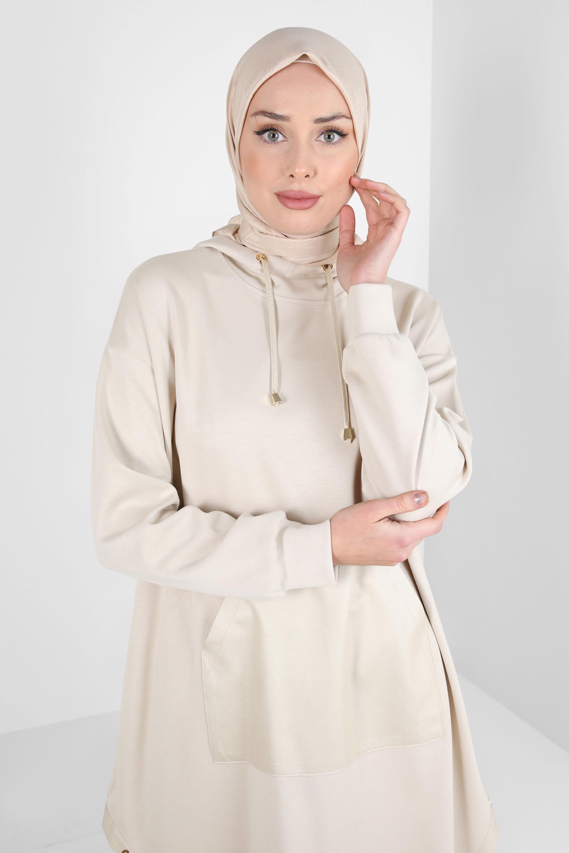 Hijab clothing BEIGE HOODED TUNIC 44290