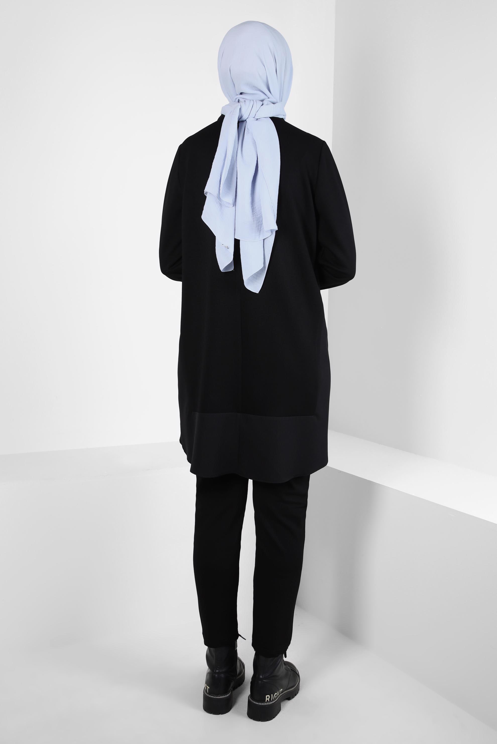 Tesettür giyim SİYAH CEP DETAYLI TUNİK 44291