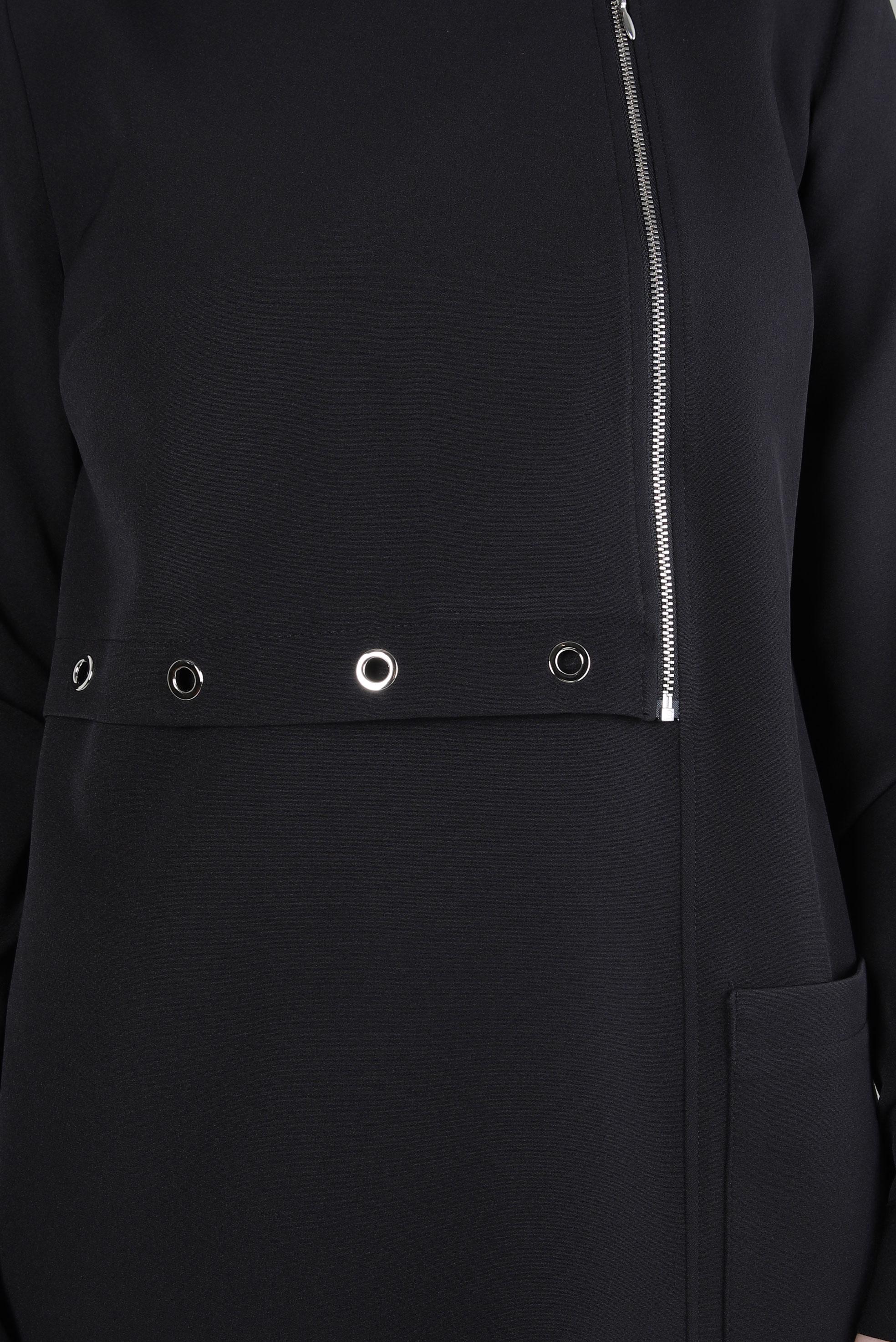 Tesettür giyim SİYAH KUŞGÖZÜ DETAYLI TUNİK 44292