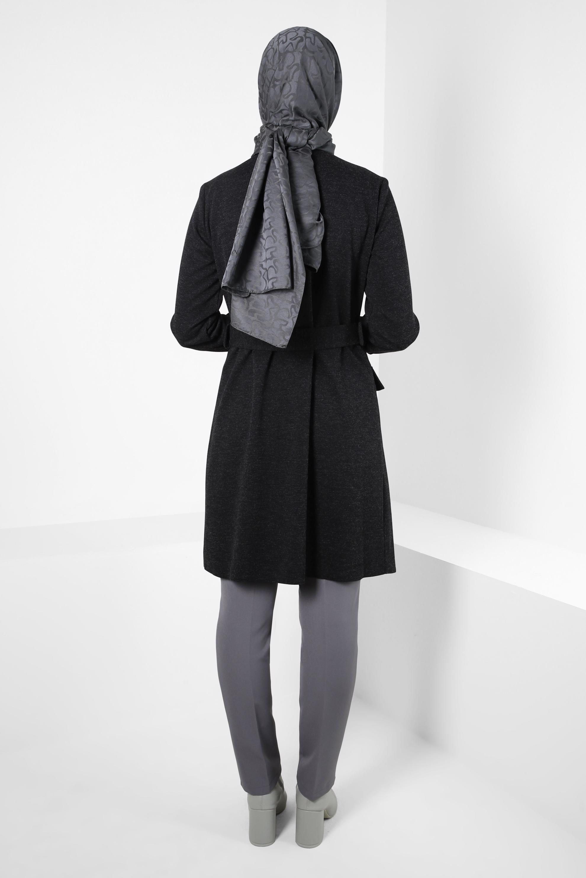 Tesettür giyim SİYAH KEMERLİ TUNİK 44295