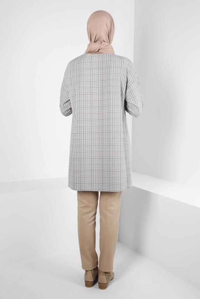 Hijab clothing GREEN PLAID PATTERNED TUNIC 44297 - ALVİNA