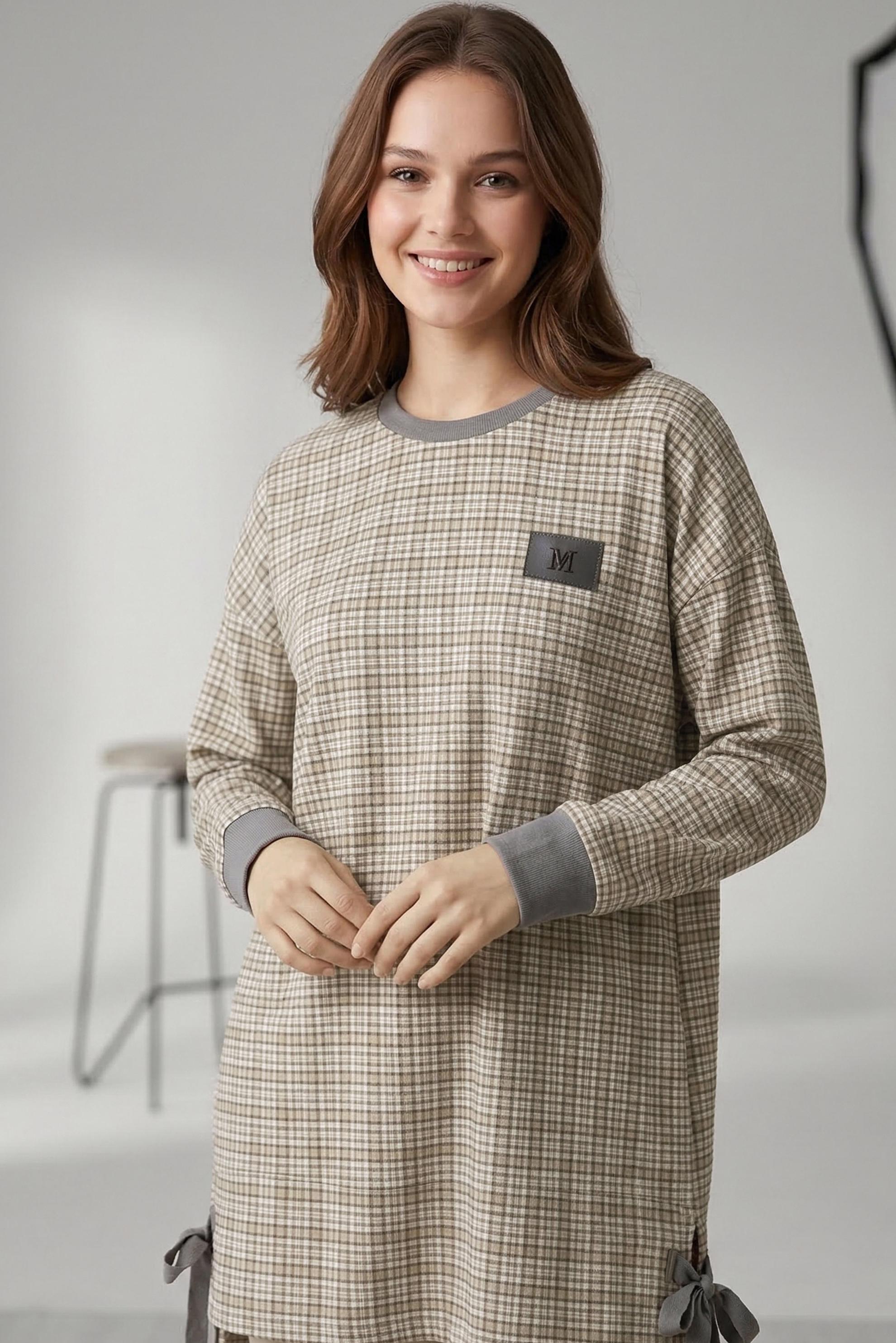 Hijab clothing YELLOW PLAID PATTERNED TUNIC 44297-1