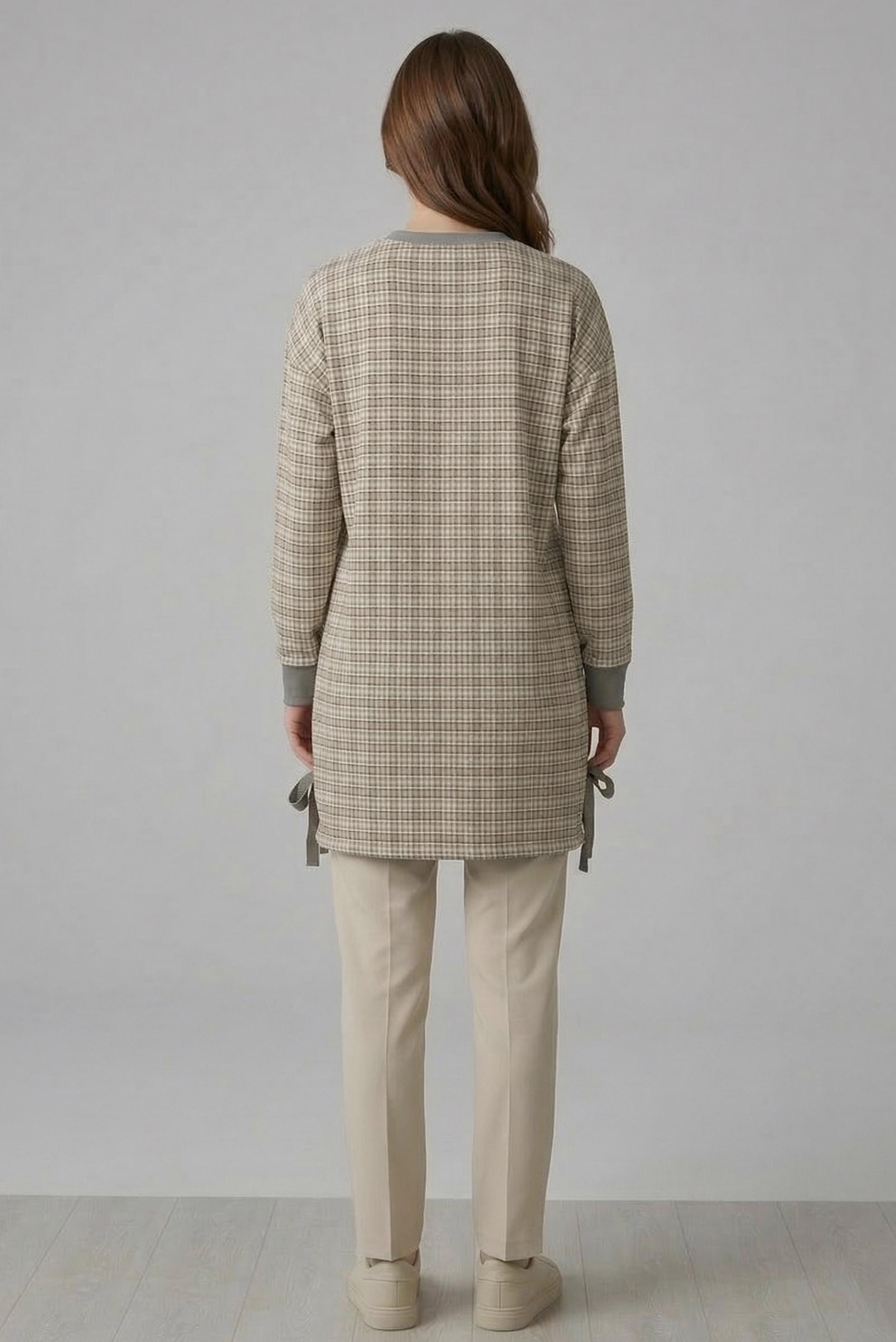 Hijab clothing YELLOW PLAID PATTERNED TUNIC 44297-1