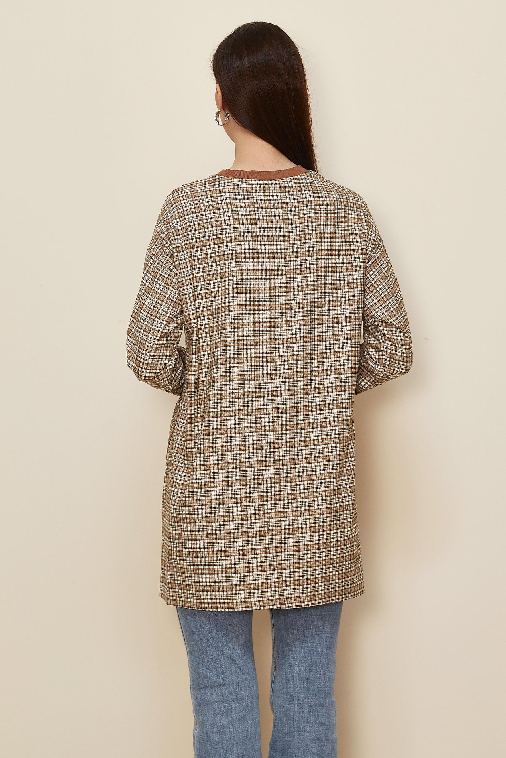 Vêtements hijab ORANGE TUNIQUE À MOTIFS À CARREAUX 44297-1