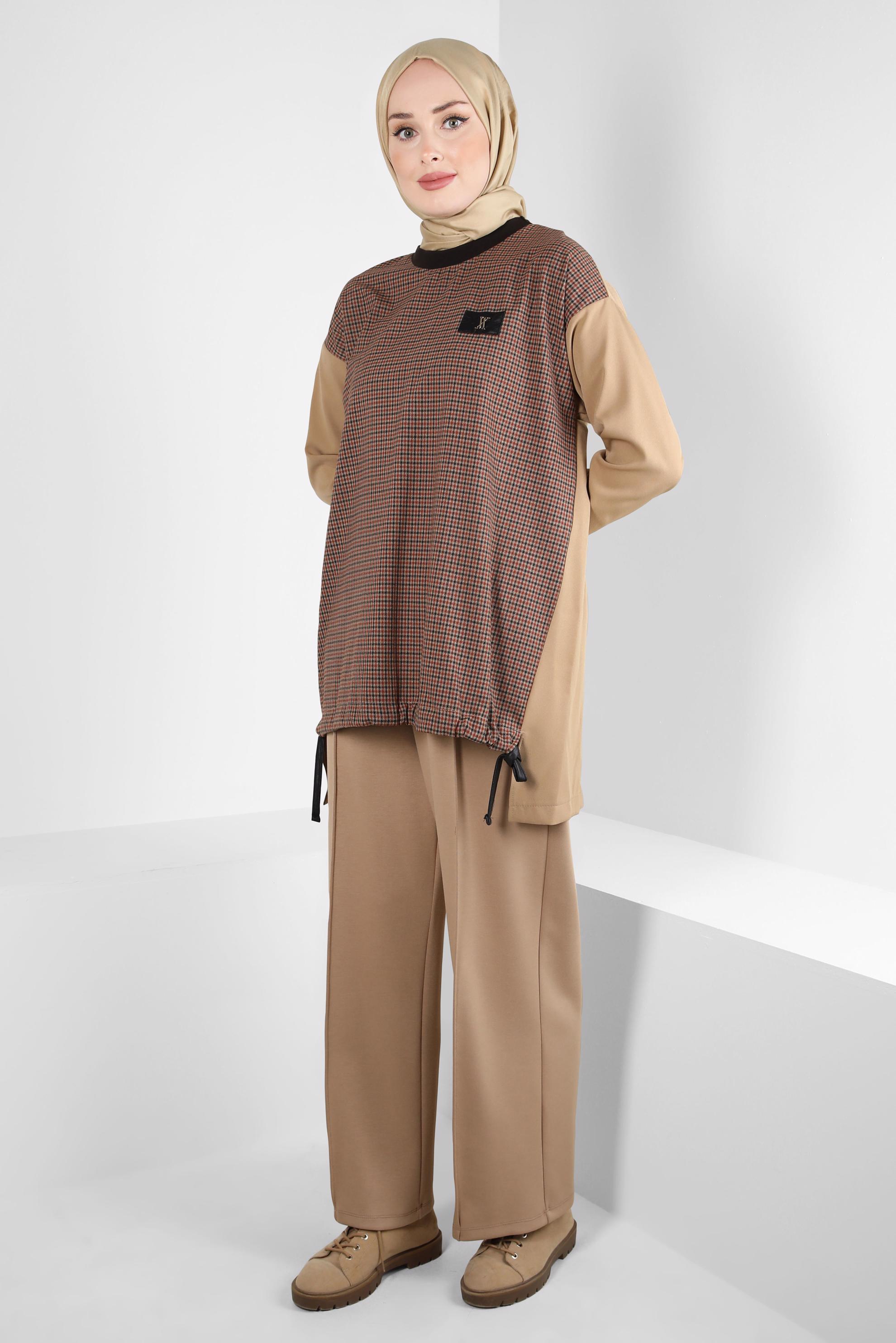 Tesettür giyim TABA DESENLİ TUNİK 44299