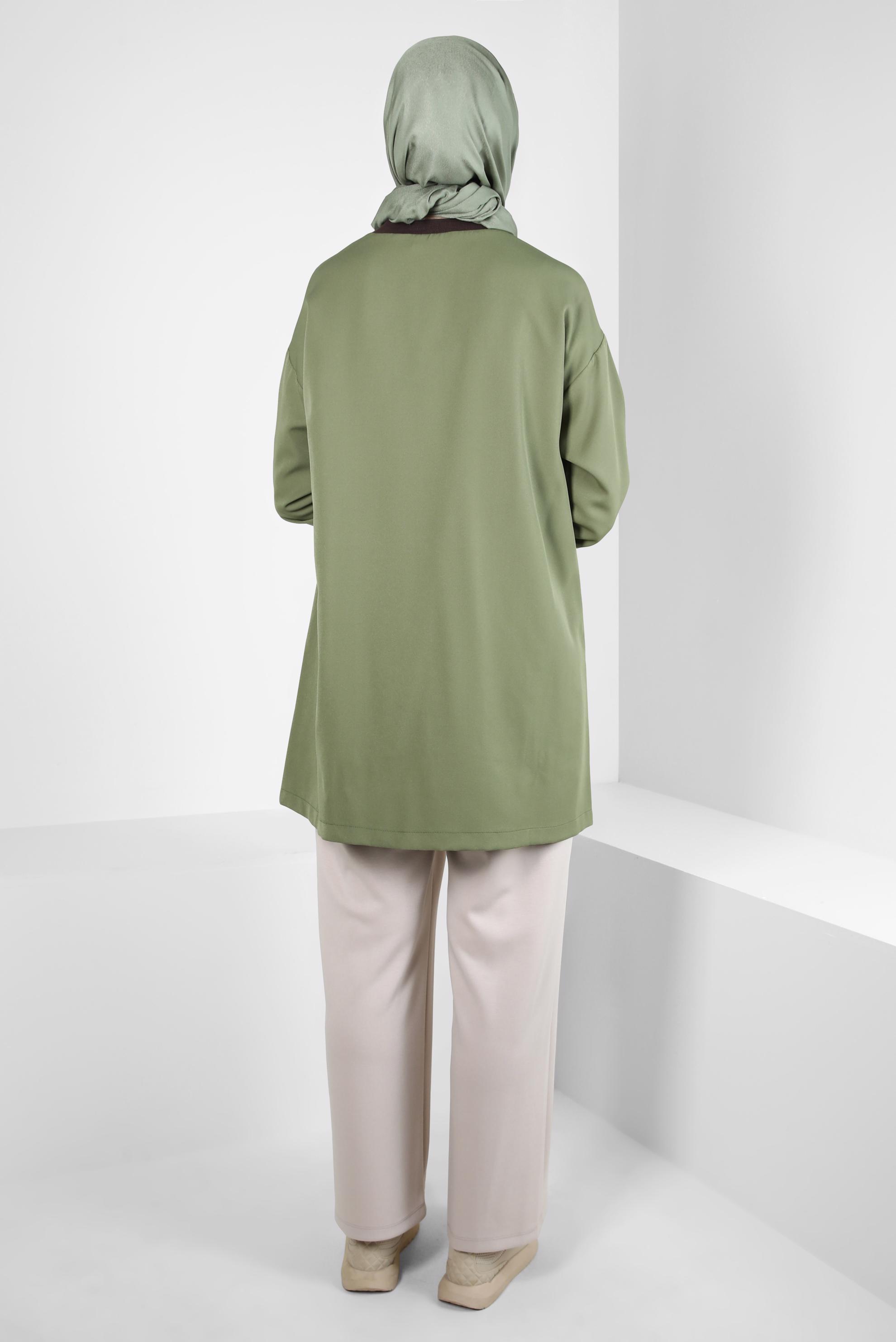 Tesettür giyim YEŞİL DESENLİ TUNİK 44299-1