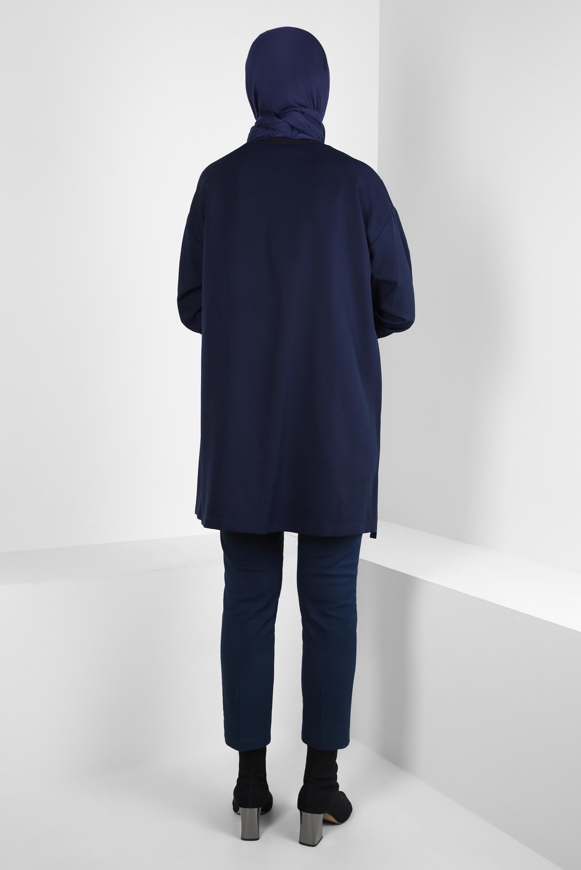 Tesettür giyim LACİVERT DESENLİ TUNİK 44299