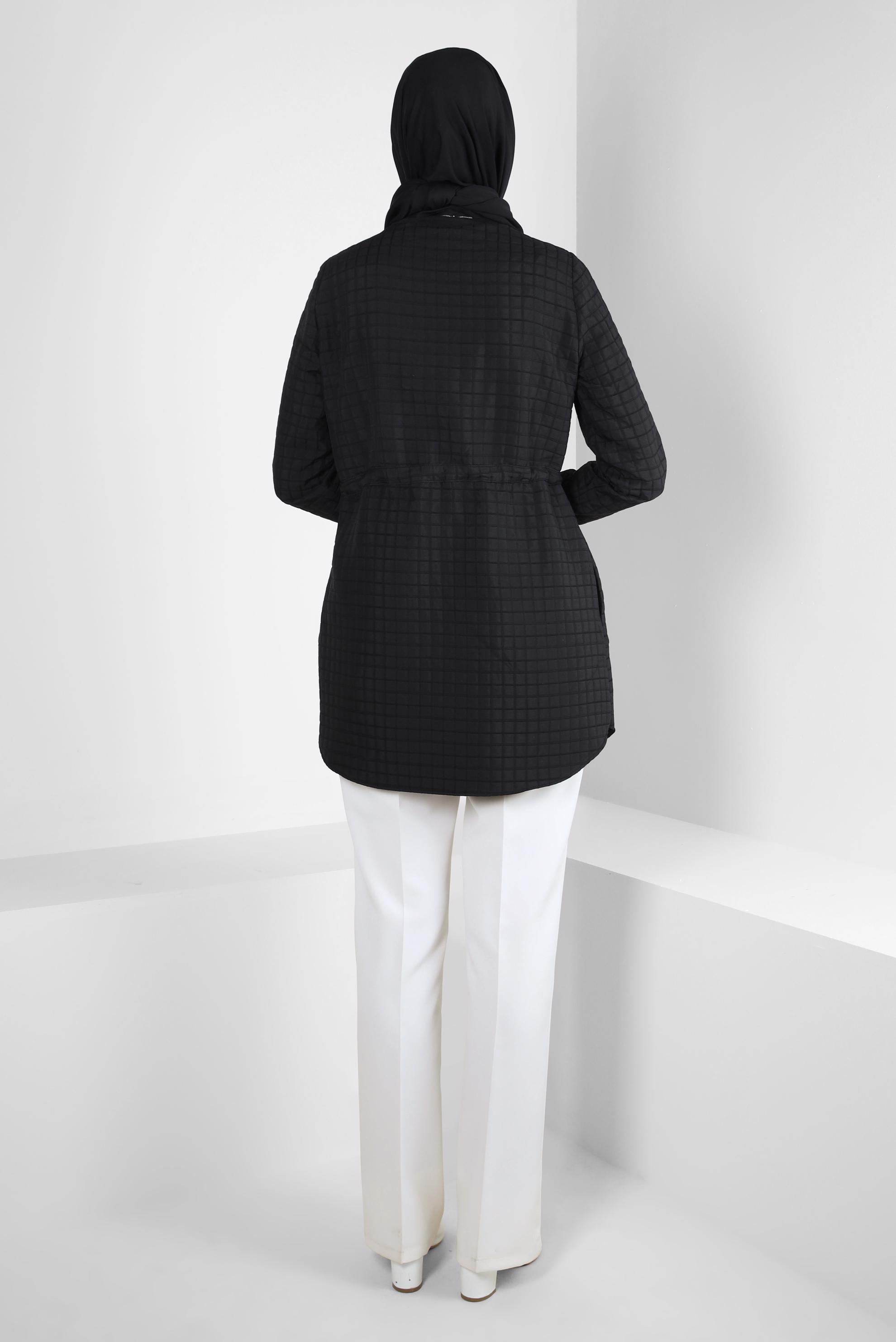 Tesettür giyim SİYAH BELİ LASTİKLİ TUNİK 44300