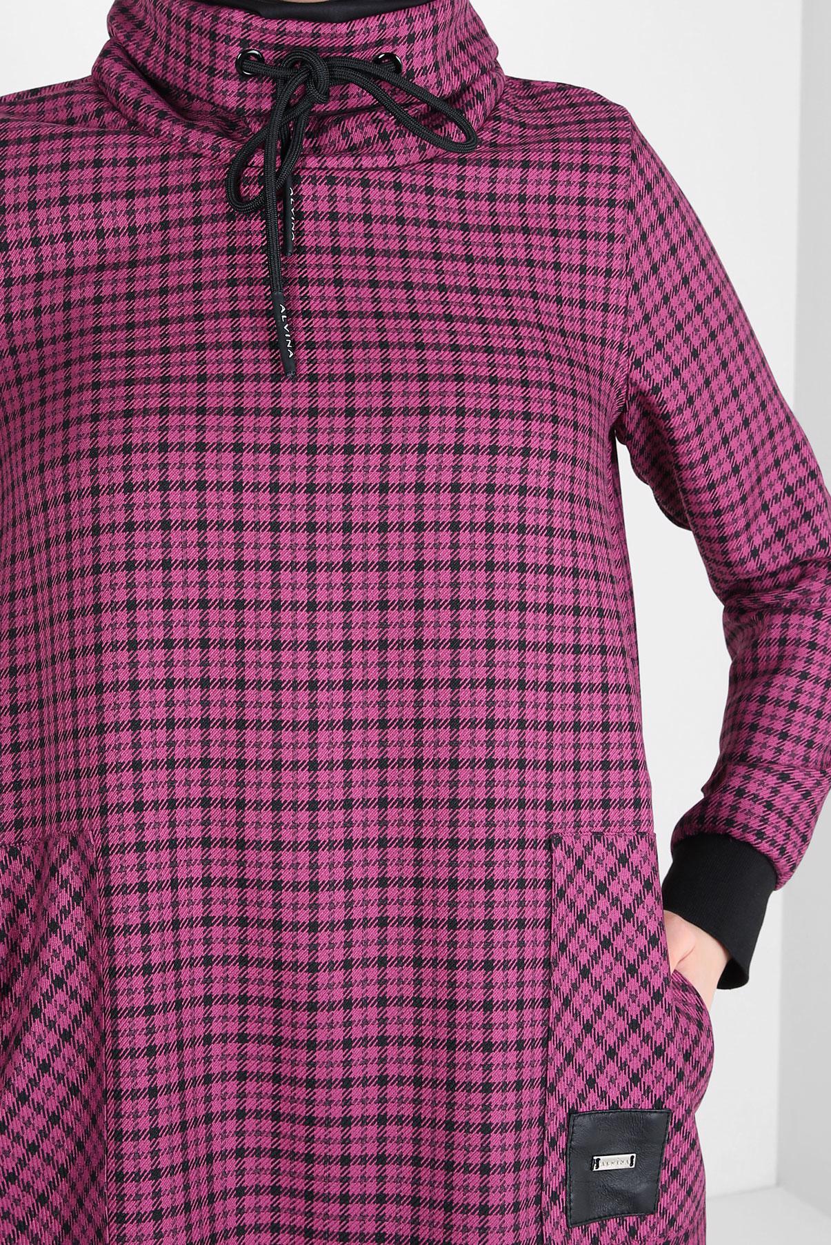 Tesettür giyim FUŞYA YAKASI BAĞLAMA DETAYLI TUNİK 44304