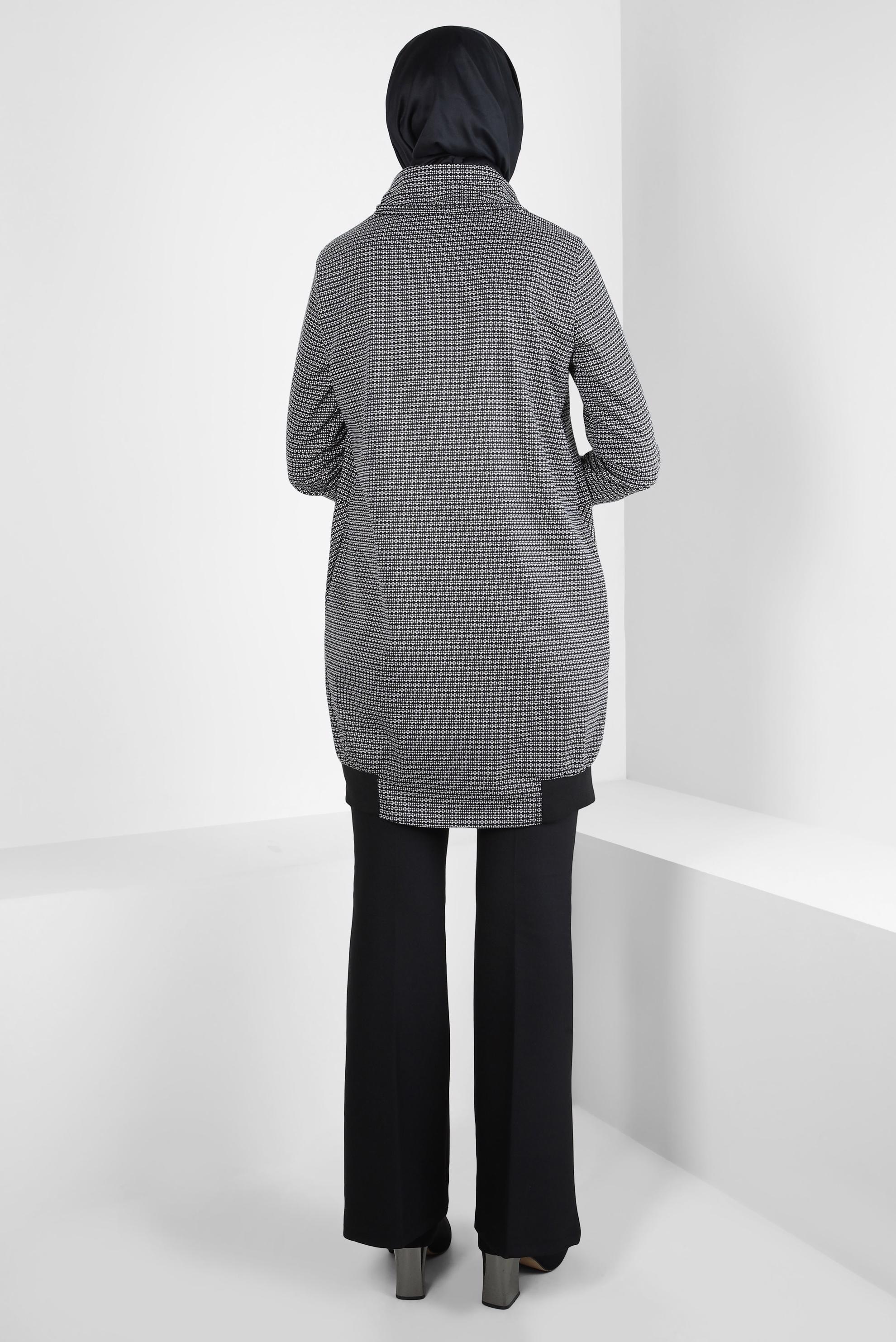 Tesettür giyim SİYAH DESENLİ TUNİK 44304-1