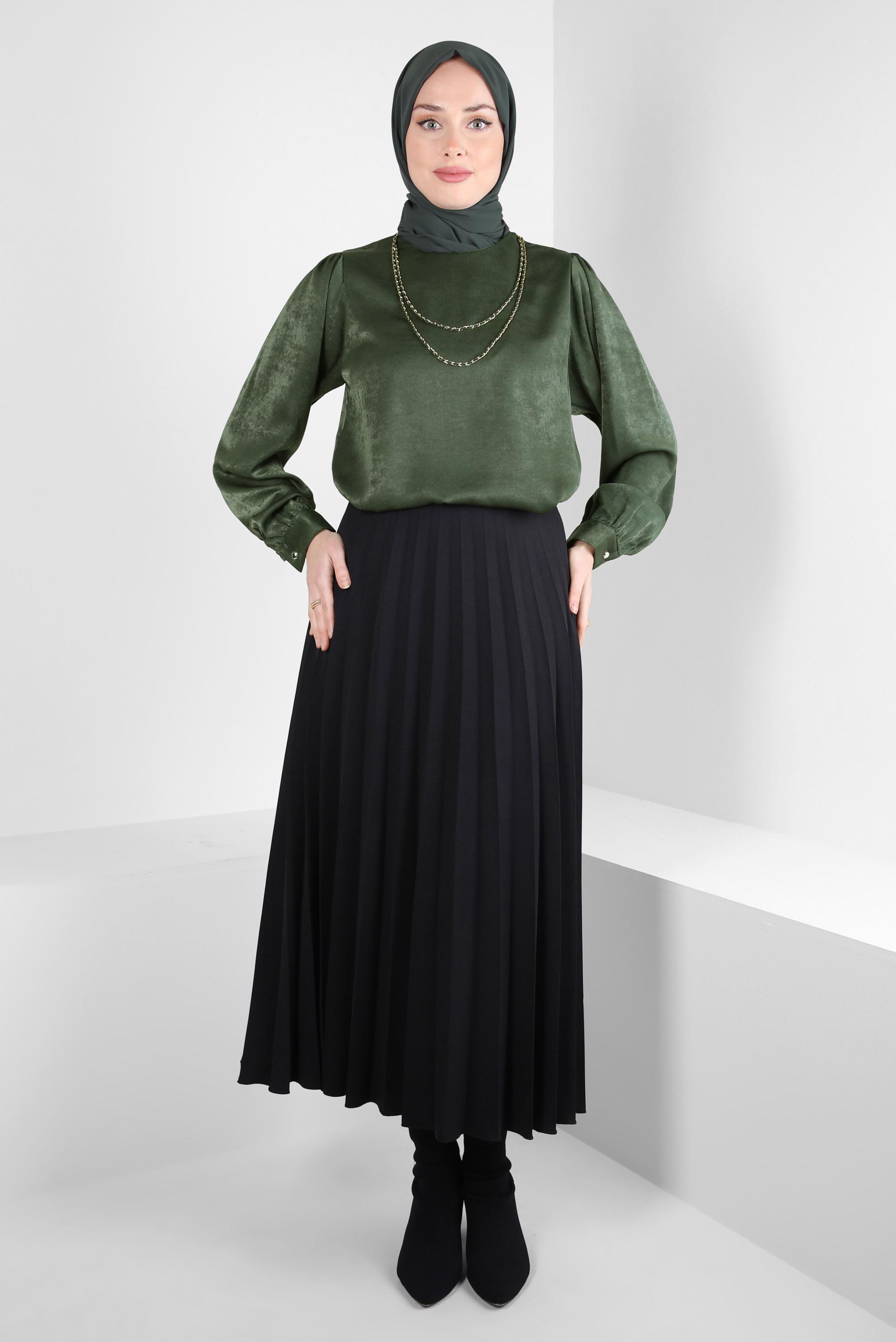 Vêtements hijab KAKI TUNIQUE AVEC DÉTAIL CHAÎNE 44309