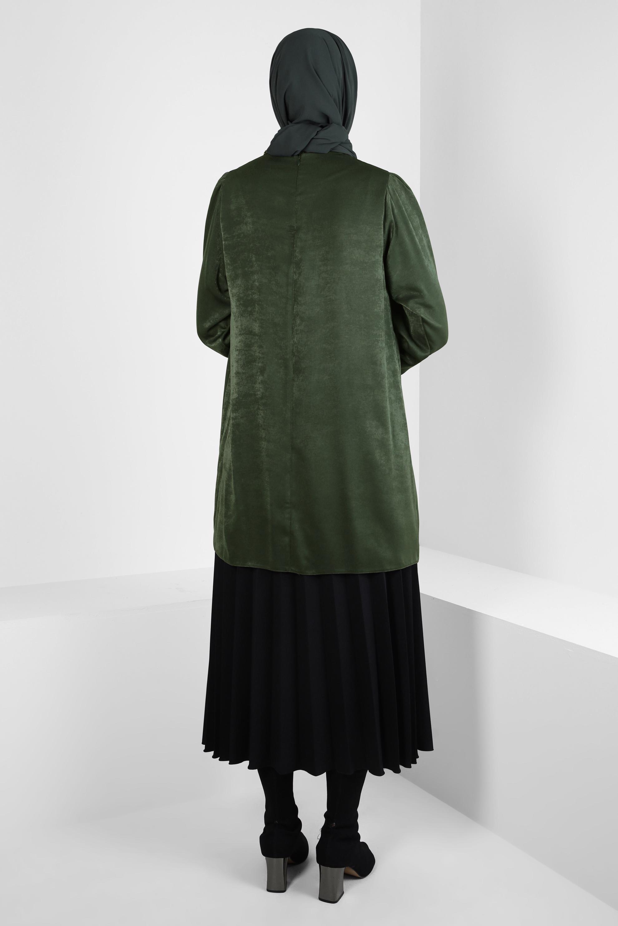 Vêtements hijab KAKI TUNIQUE AVEC DÉTAIL CHAÎNE 44309