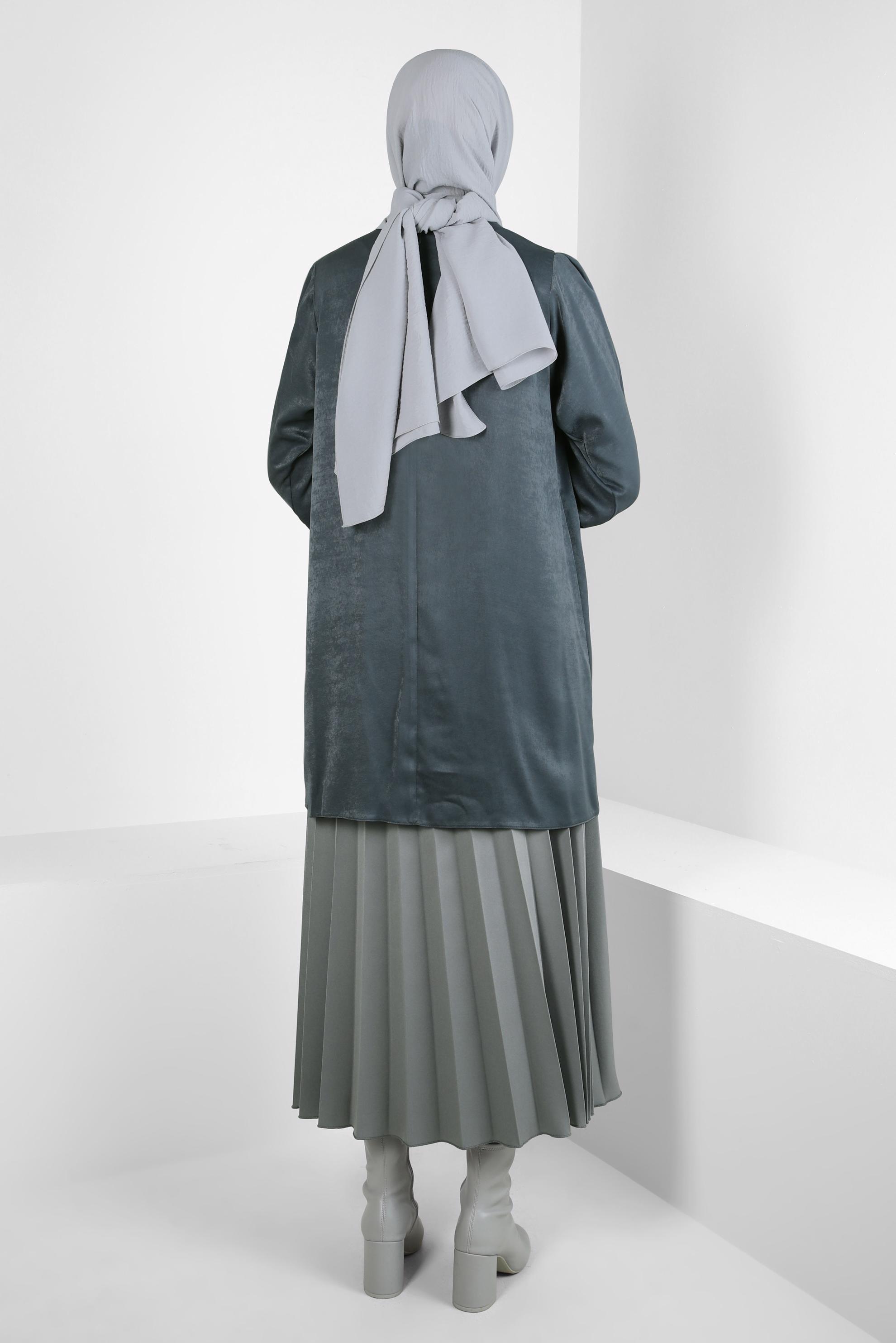 Vêtements hijab GRIS TUNIQUE AVEC DÉTAIL CHAÎNE 44309