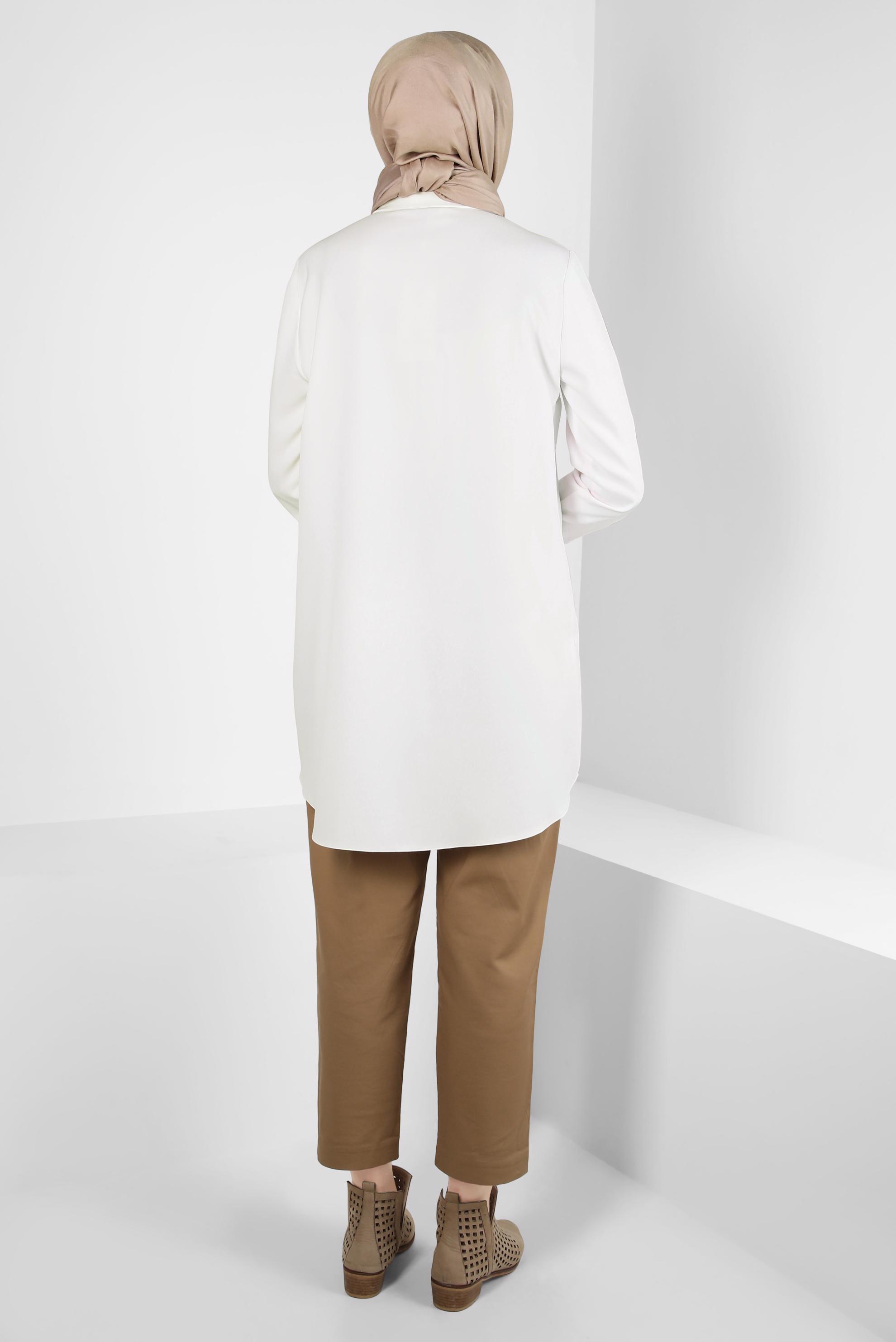 Tesettür giyim BEYAZ GÖMLEK YAKA TUNİK 44311