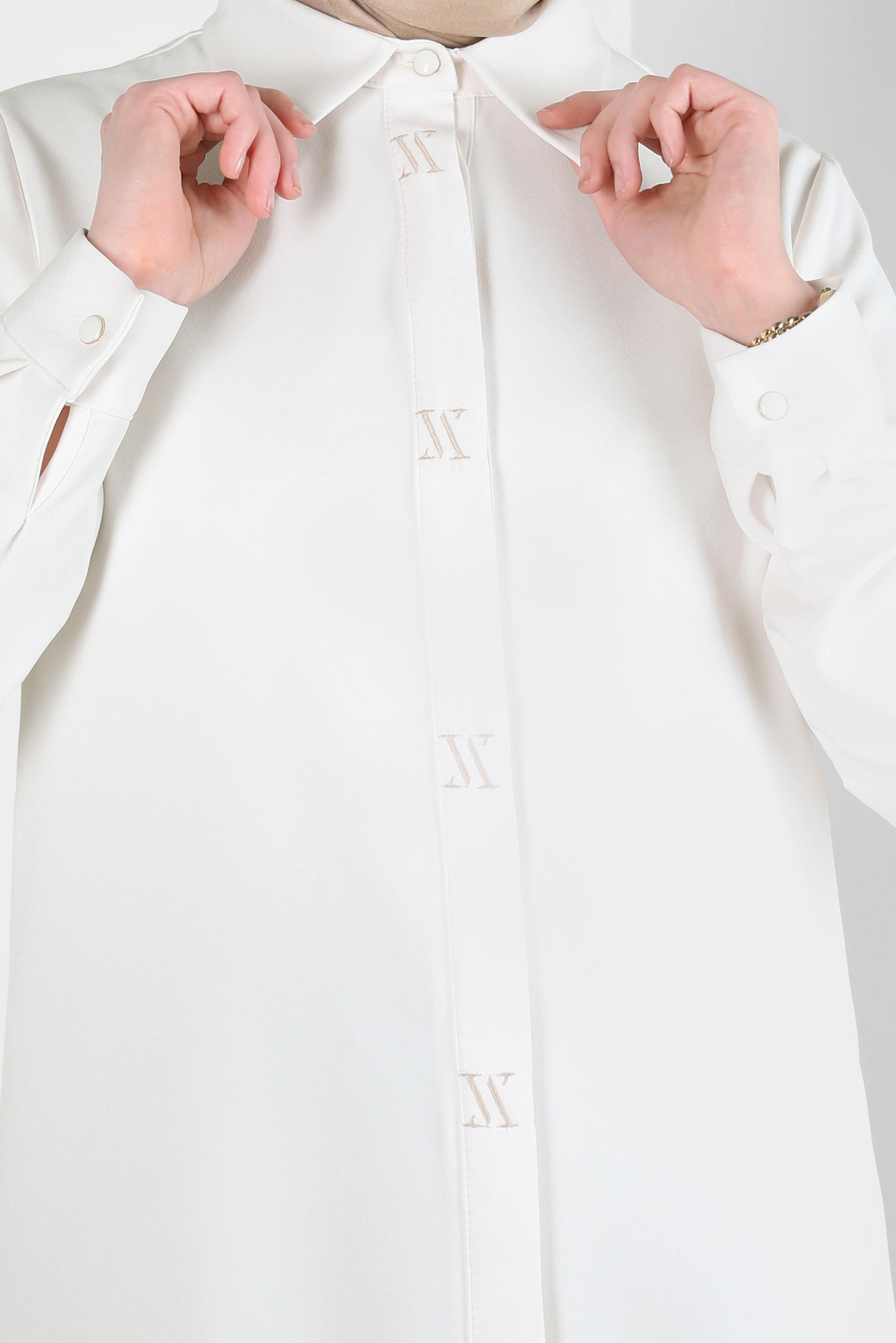 Tesettür giyim BEYAZ GÖMLEK YAKA TUNİK 44311