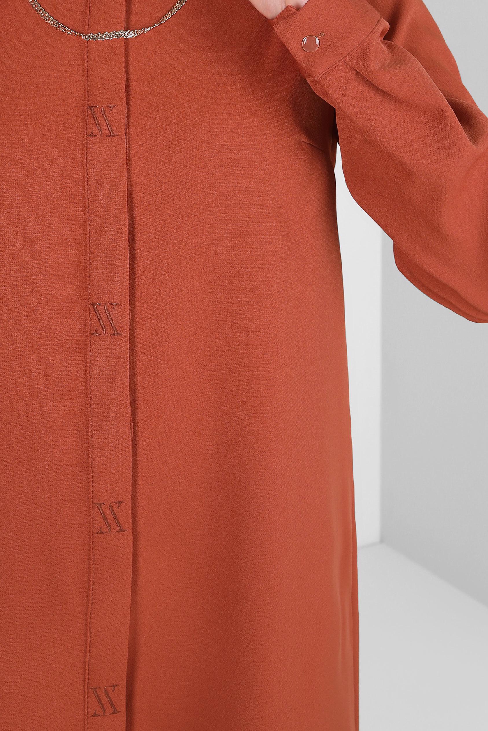 Tesettür giyim TURUNCU GÖMLEK YAKA TUNİK 44311