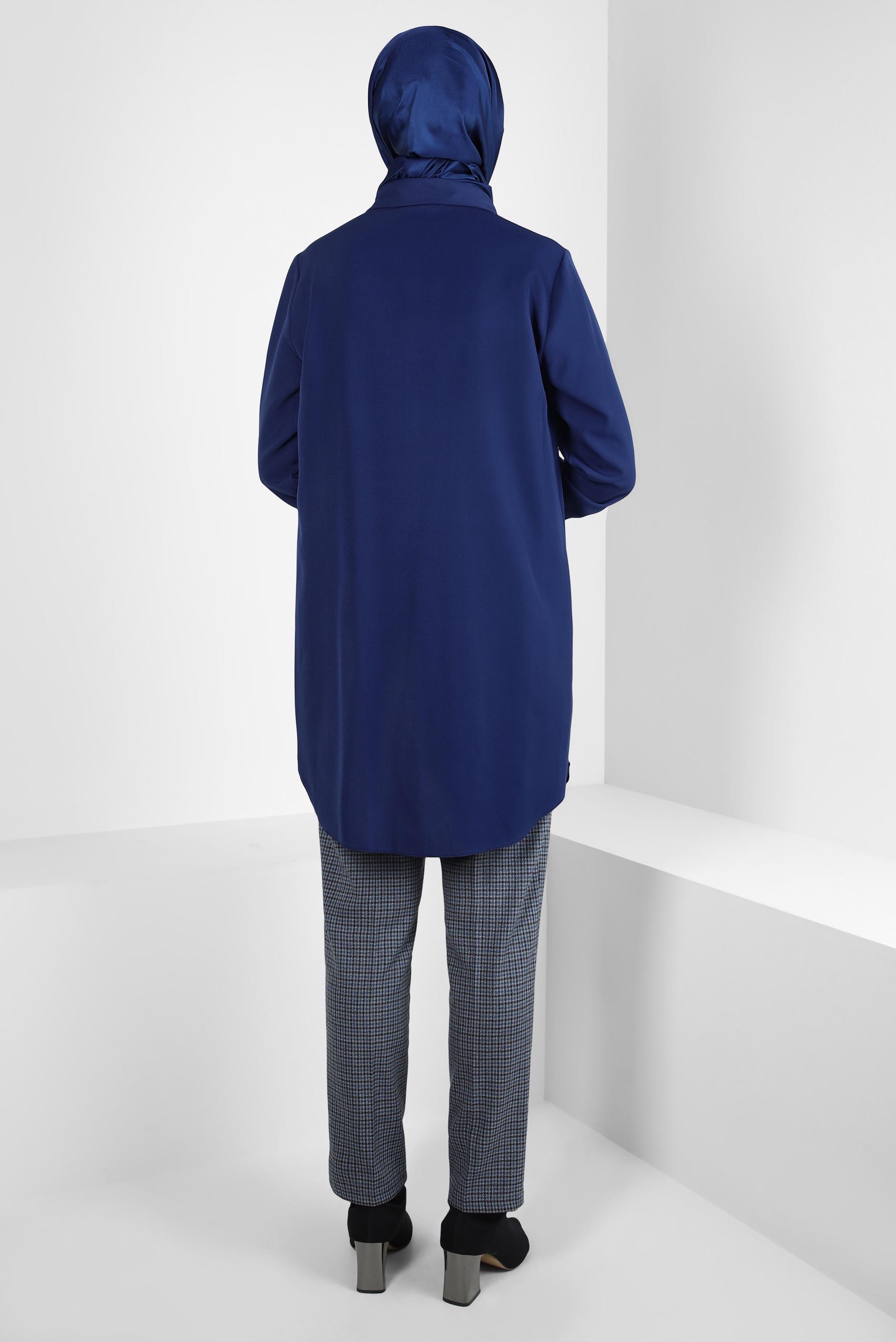 Tesettür giyim LACİVERT GÖMLEK YAKA TUNİK 44311