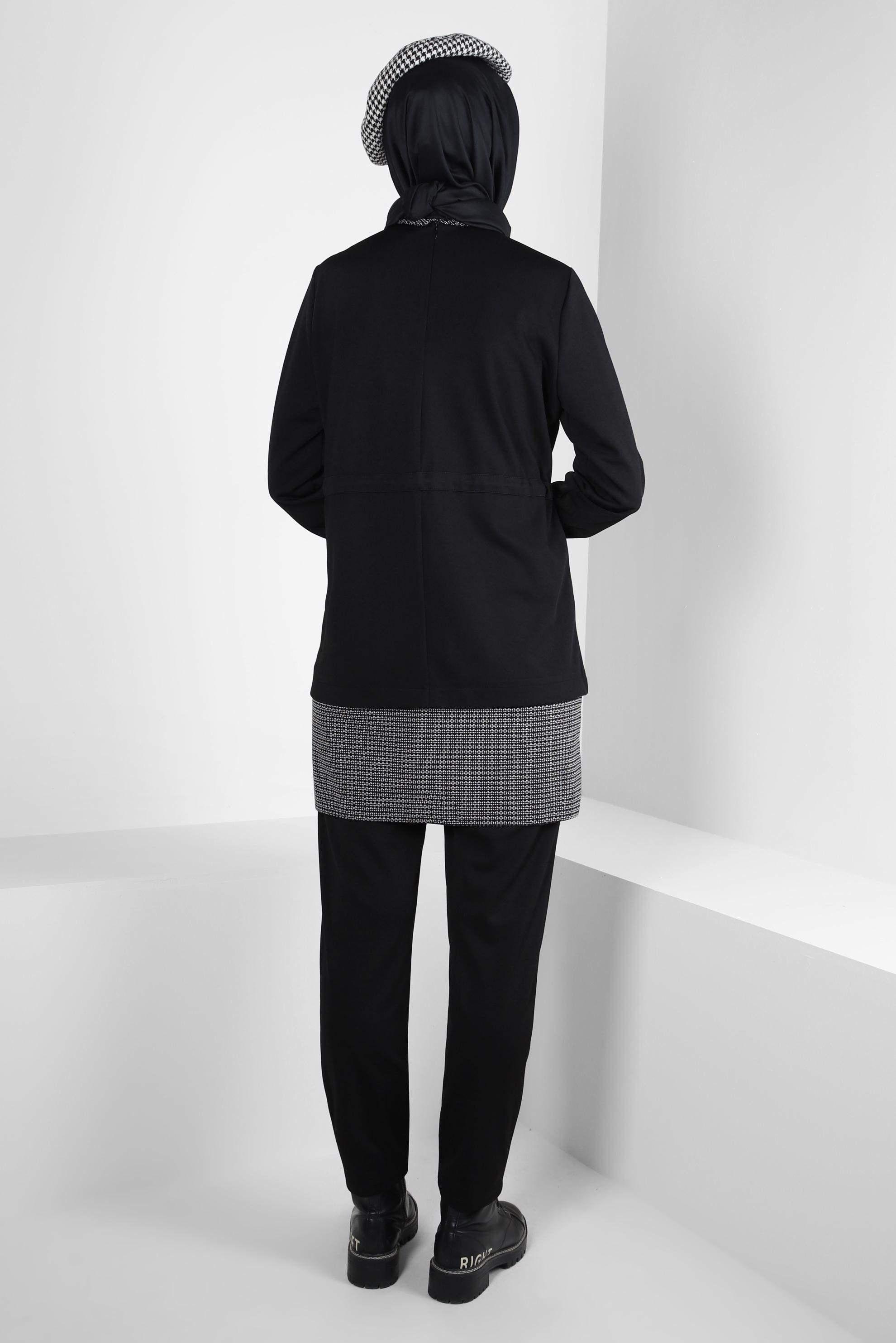 Tesettür giyim SİYAH GÖMLEK YAKA TUNİK 44313