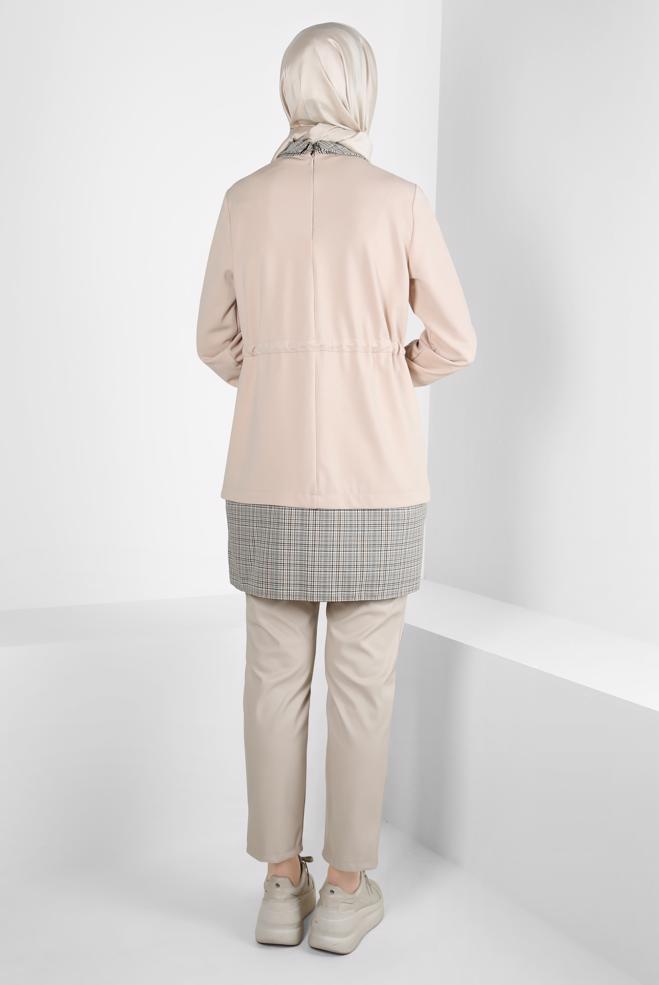 Hijab clothing BEIGE SHIRT COLLAR TUNIC 44313 - ALVİNA