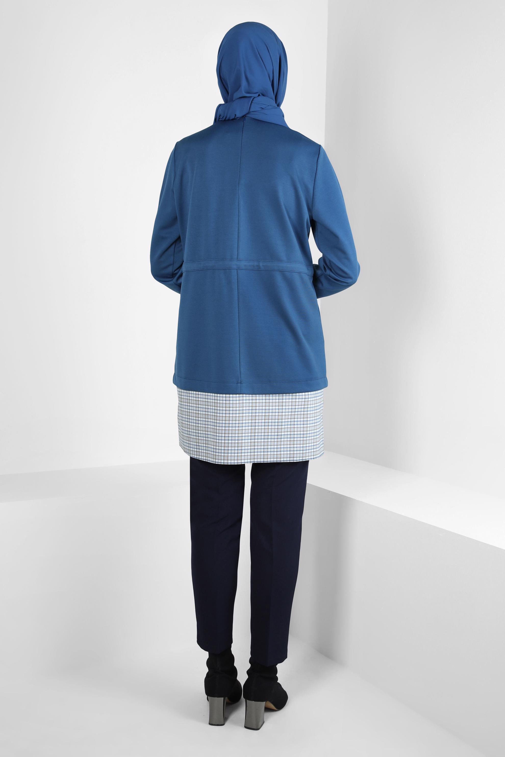 Tesettür giyim LACİVERT GÖMLEK YAKA TUNİK 44313