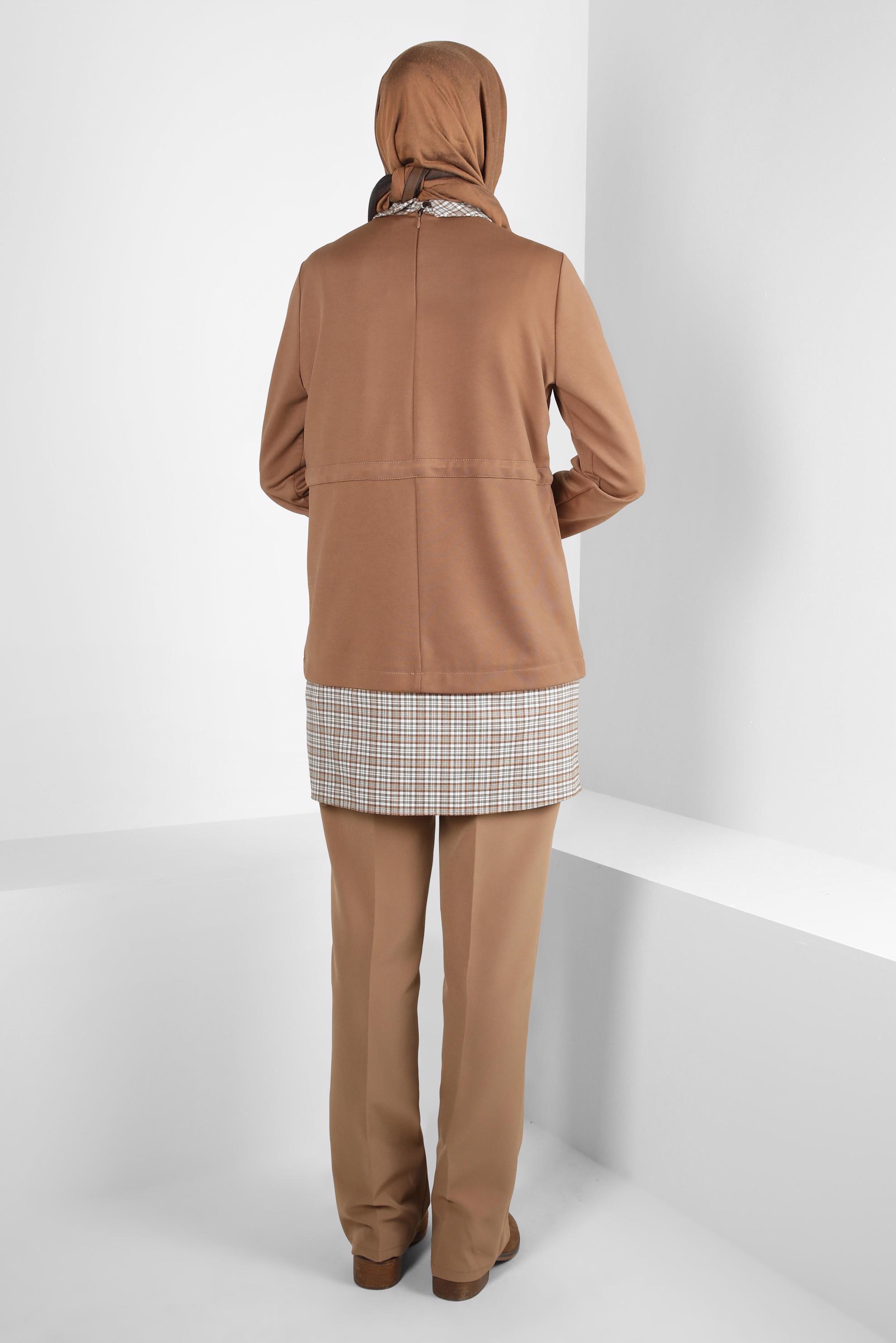 Tesettür giyim TABA GÖMLEK YAKA TUNİK 44313