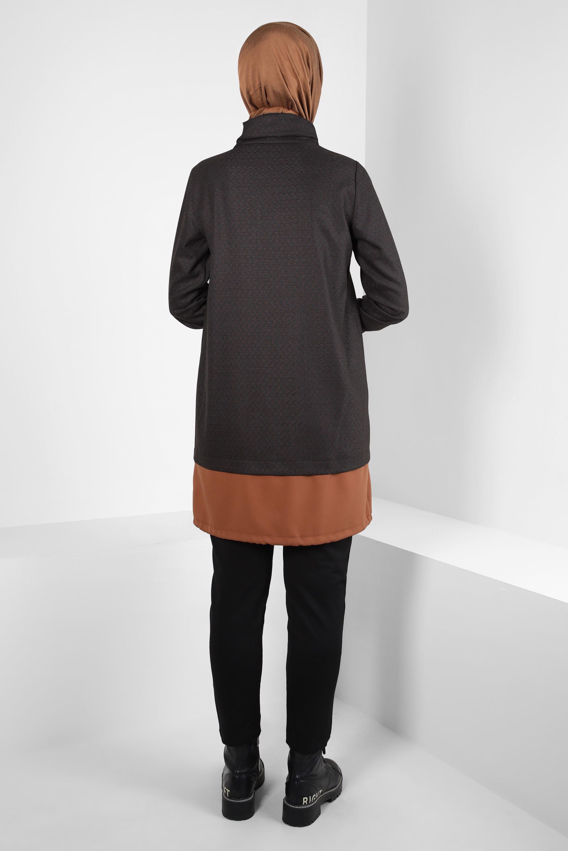 Tesettür giyim SİYAH YAKASI BÜZGÜLÜ TUNİK 44316