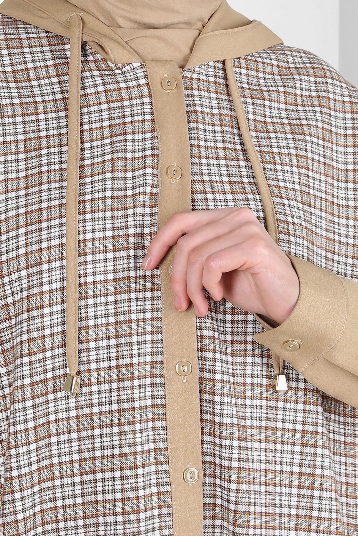 Tesettür giyim TURUNCU EKOSE DESENLİ TUNİK 44317