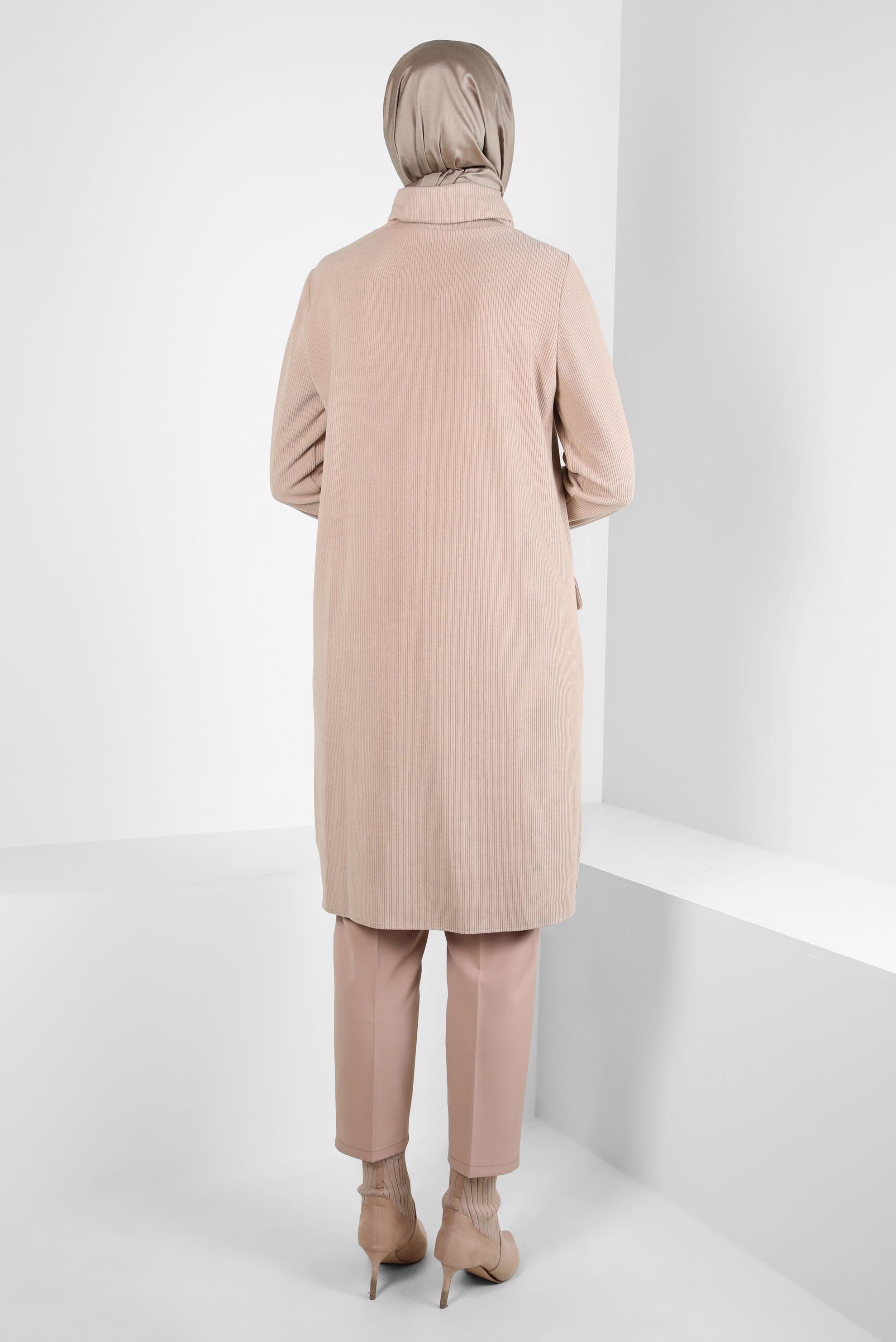 Tesettür giyim KUM BOĞAZLI YAKA TUNİK 44318