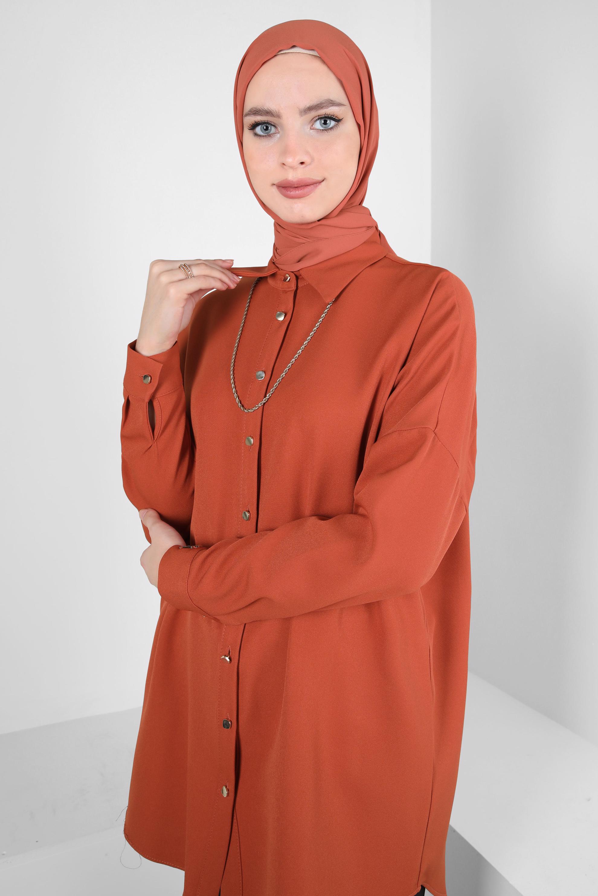 Tesettür giyim TURUNCU GÖMLEK TUNİK 44320