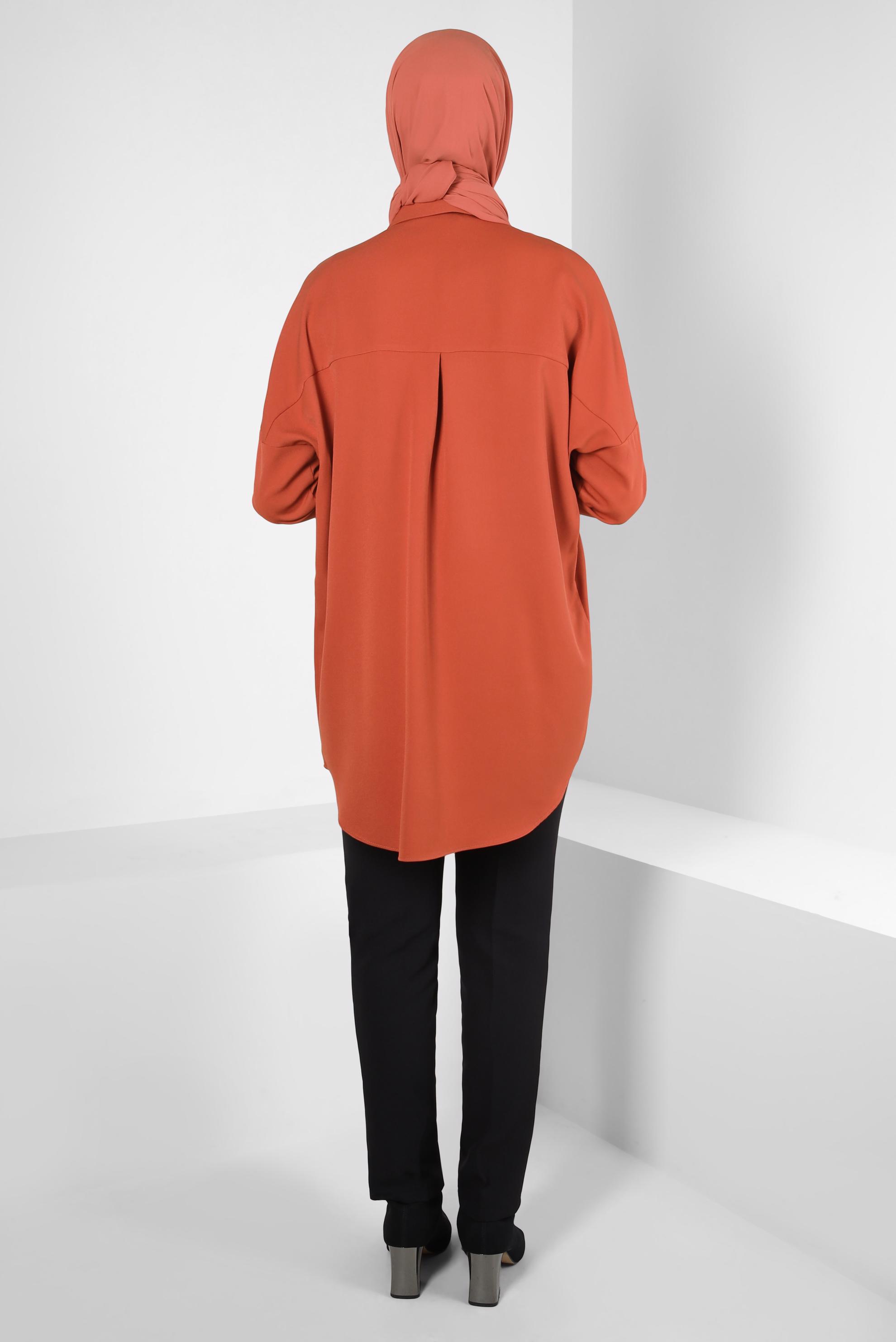 Tesettür giyim TURUNCU GÖMLEK TUNİK 44320