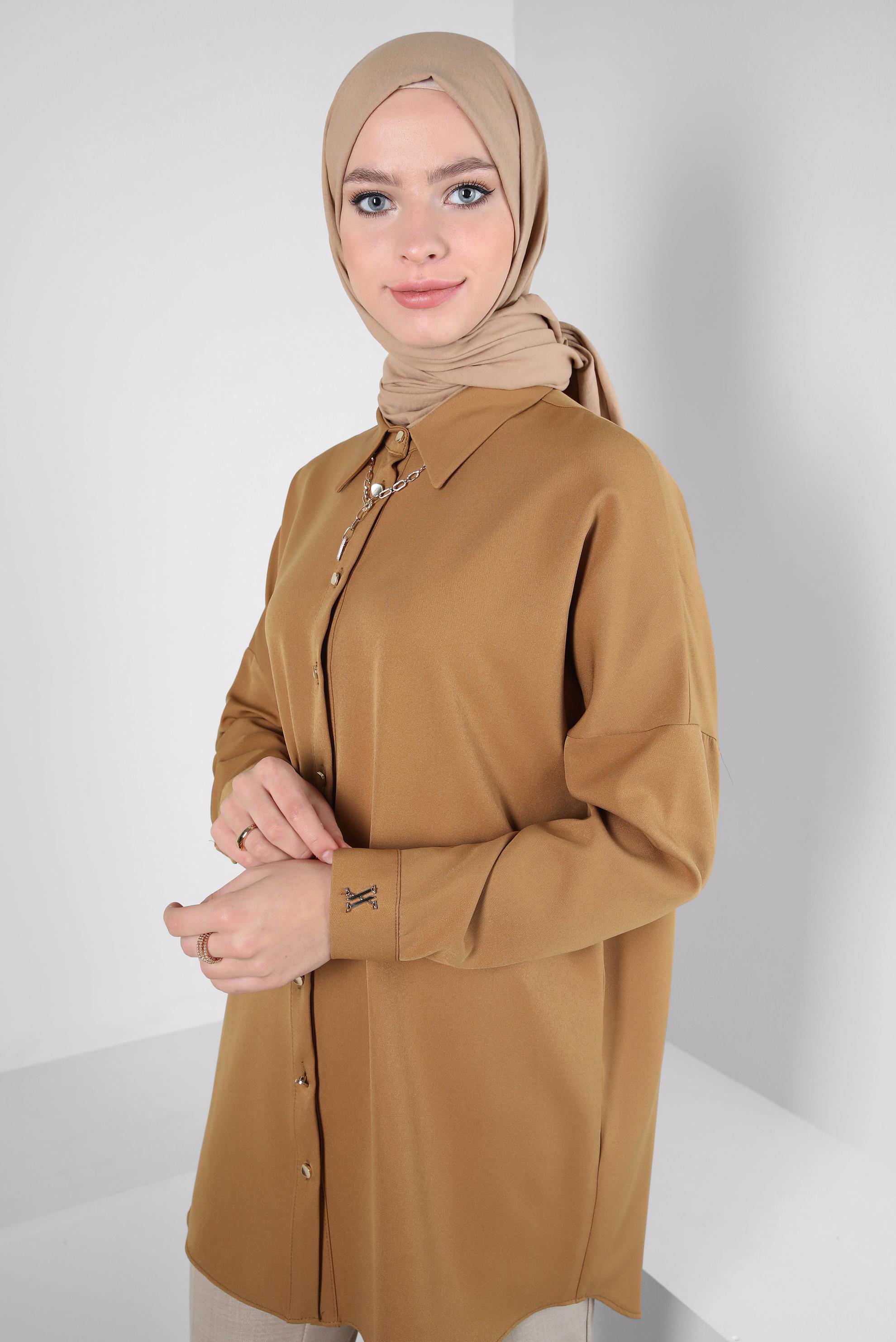 Tesettür giyim SARI GÖMLEK TUNİK 44320