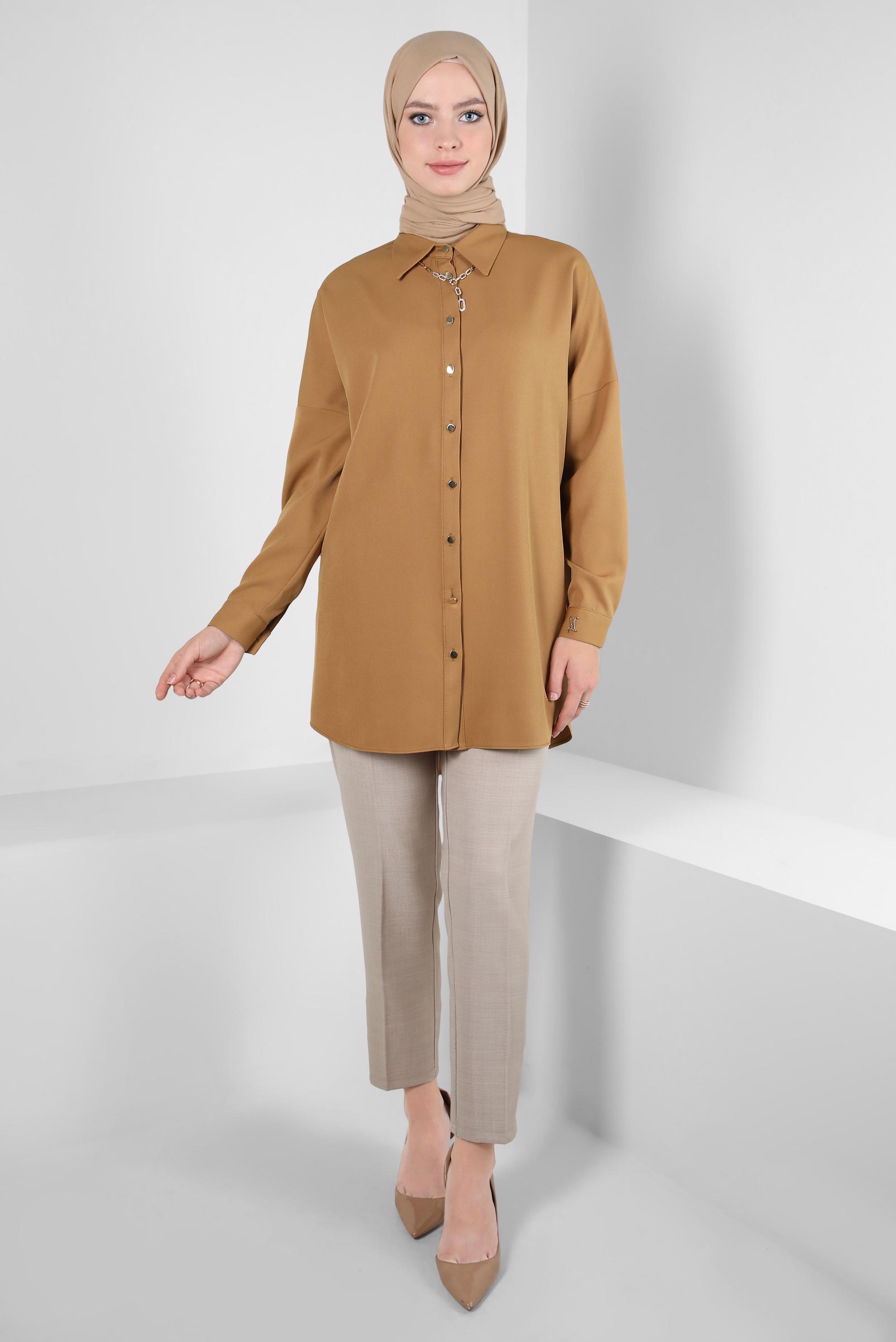 Tesettür giyim SARI GÖMLEK TUNİK 44320