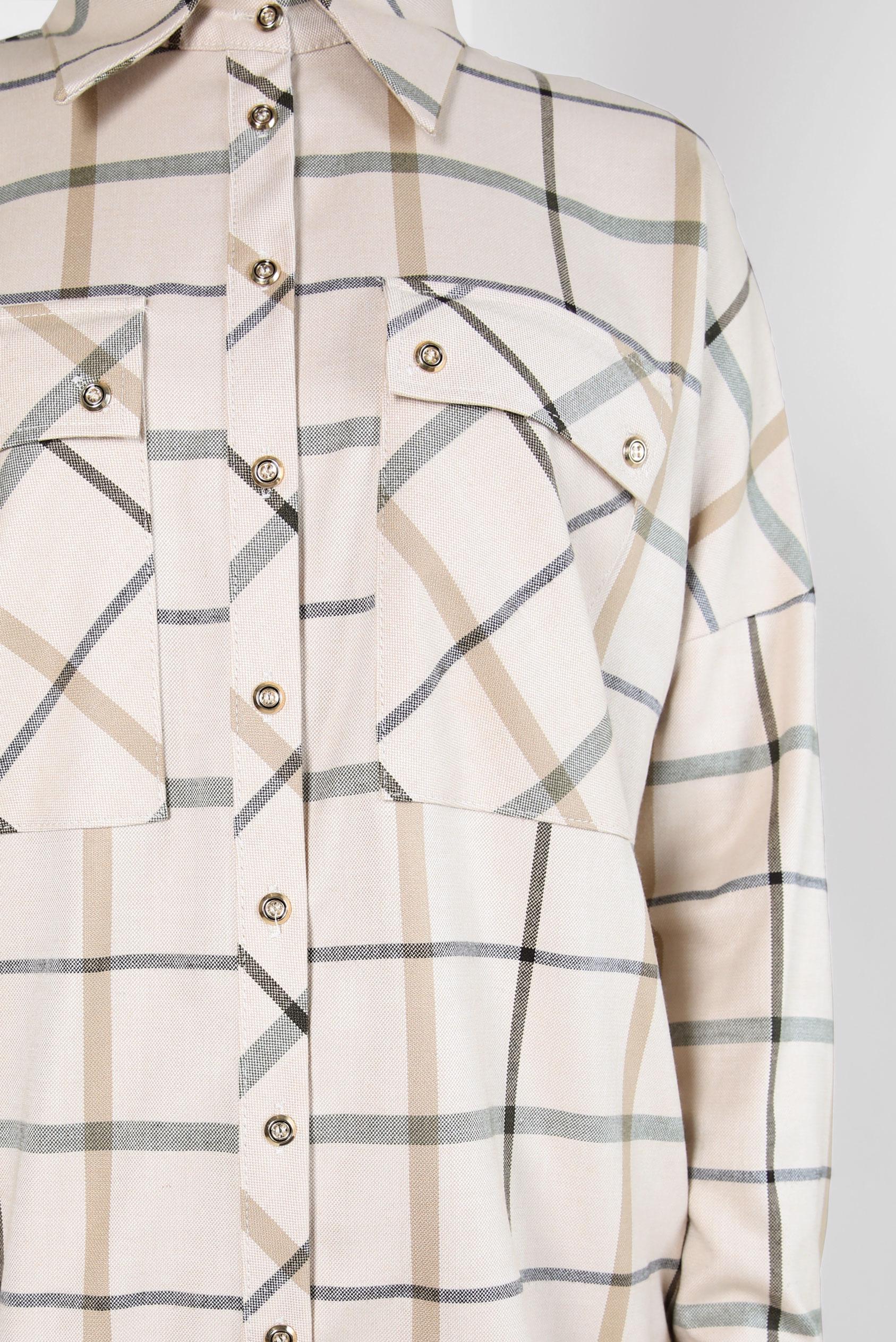 Tesettür giyim KAHVE KARELİ GÖMLEK TUNİK 44321