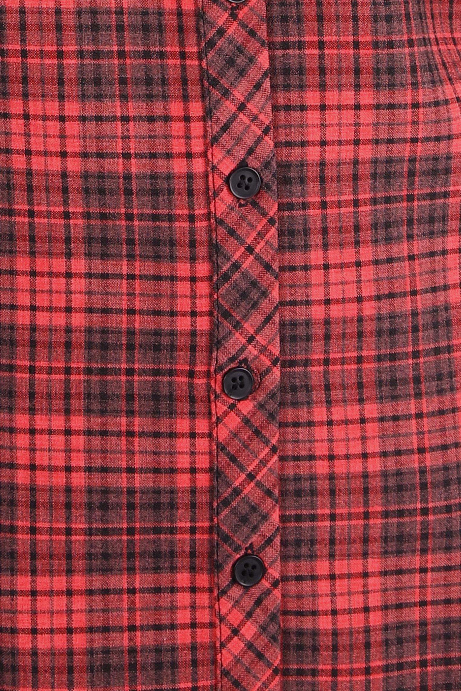 Tesettür giyim KIRMIZI EKOSE DESENLİ TUNİK 44324