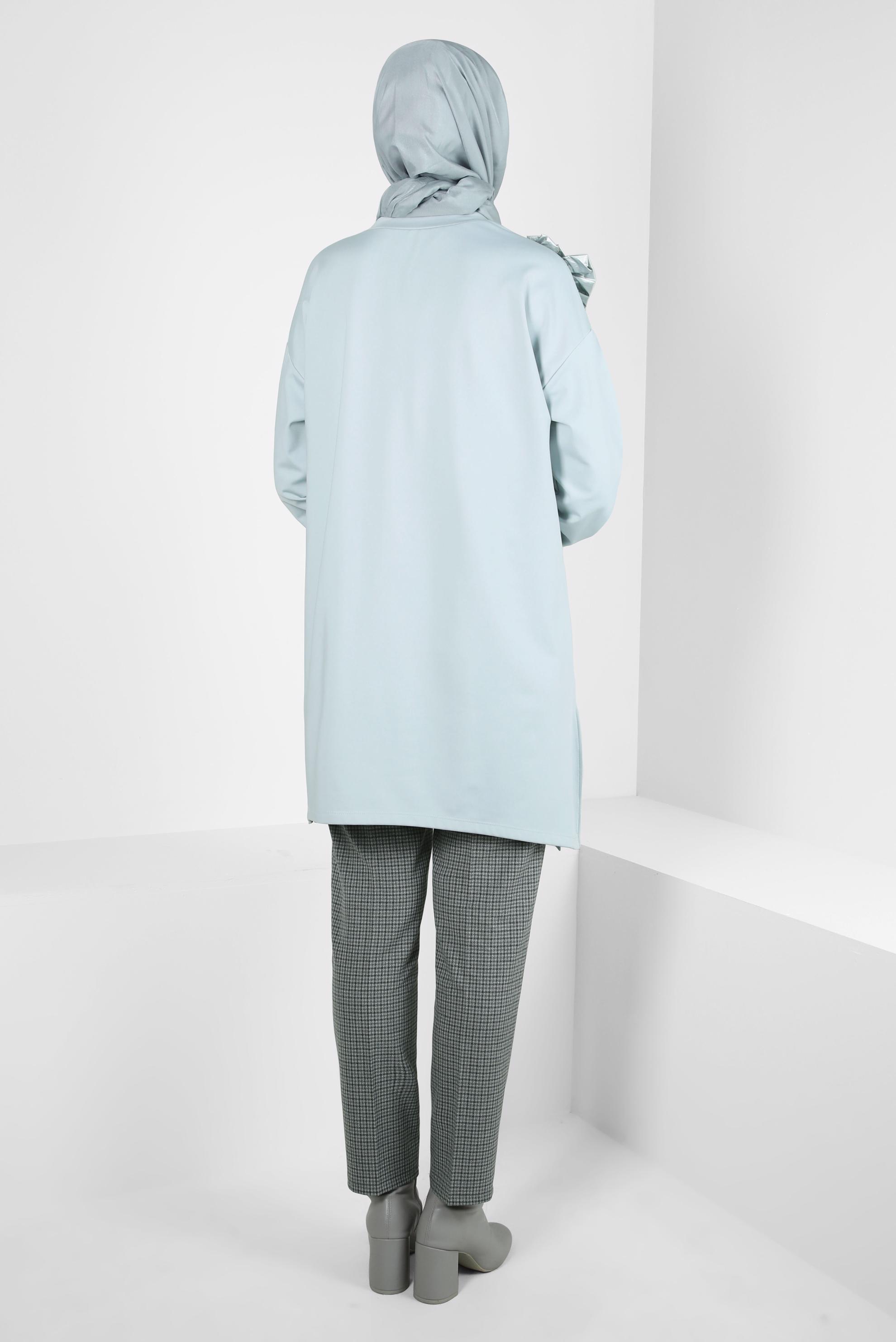 Tesettür giyim GÜMÜŞ YAKA DETAYLI TUNİK 44327