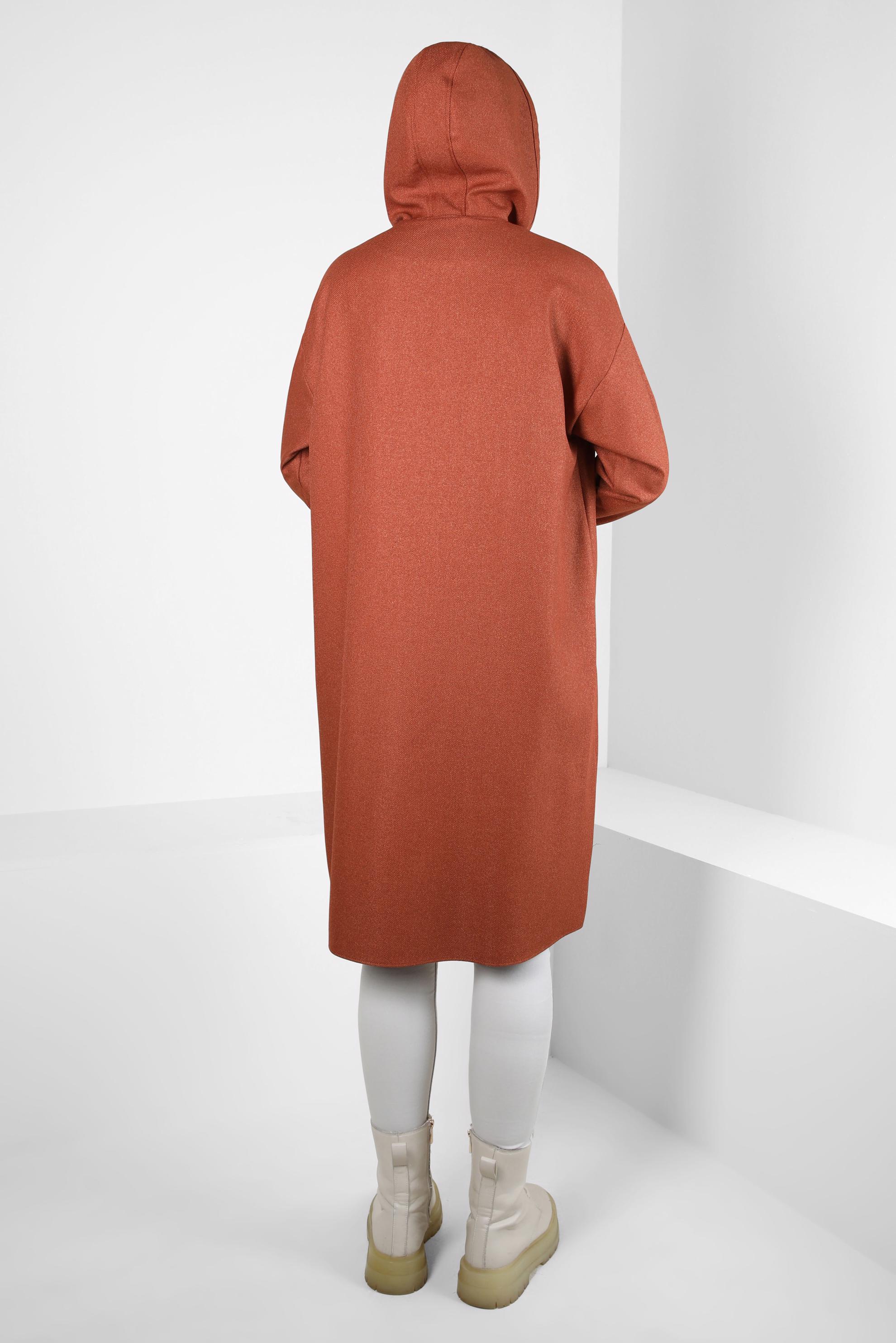 Tesettür giyim TURUNCU KAPÜŞONLU TUNİK 44341
