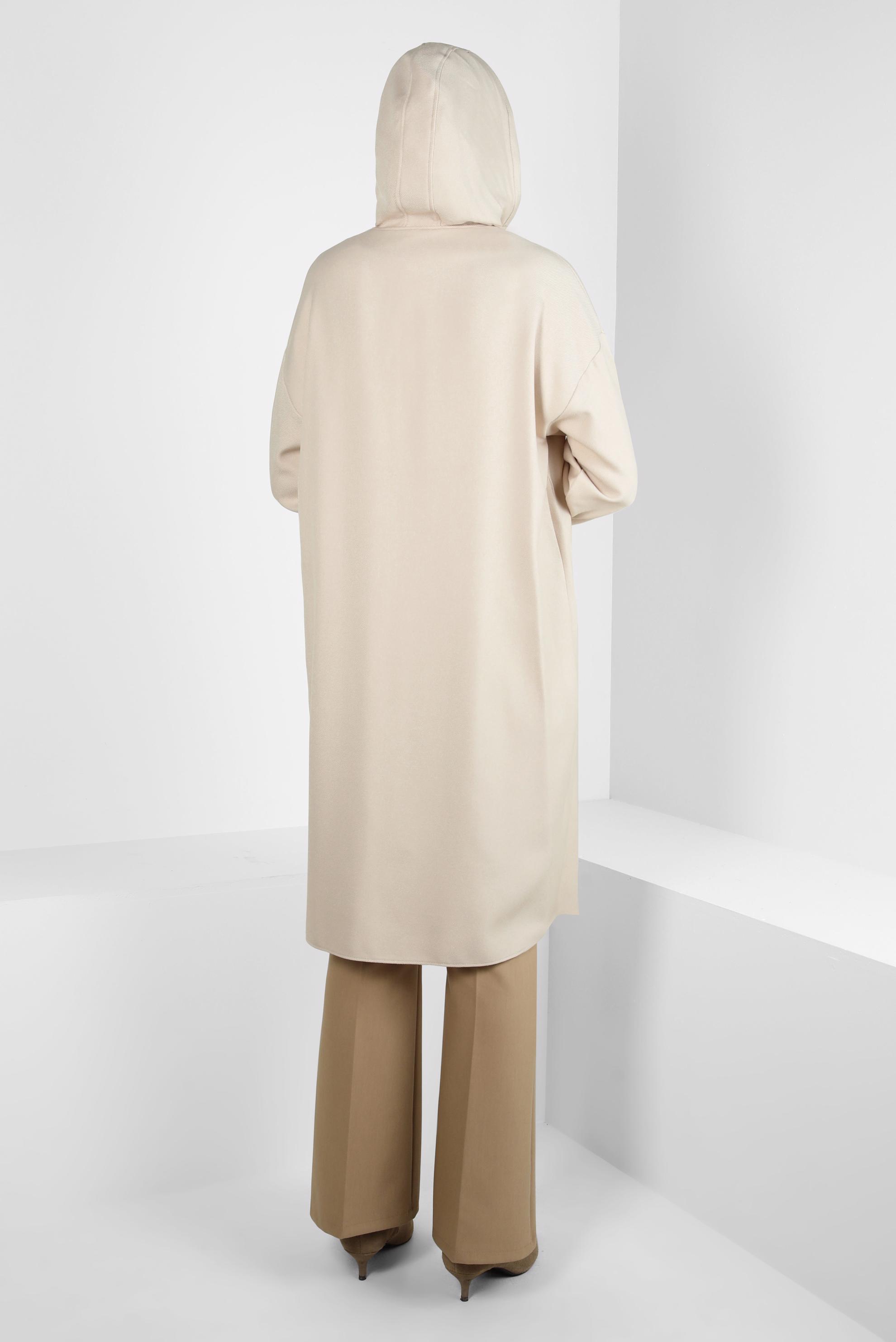 Tesettür giyim EKRU KAPÜŞONLU TUNİK 44341