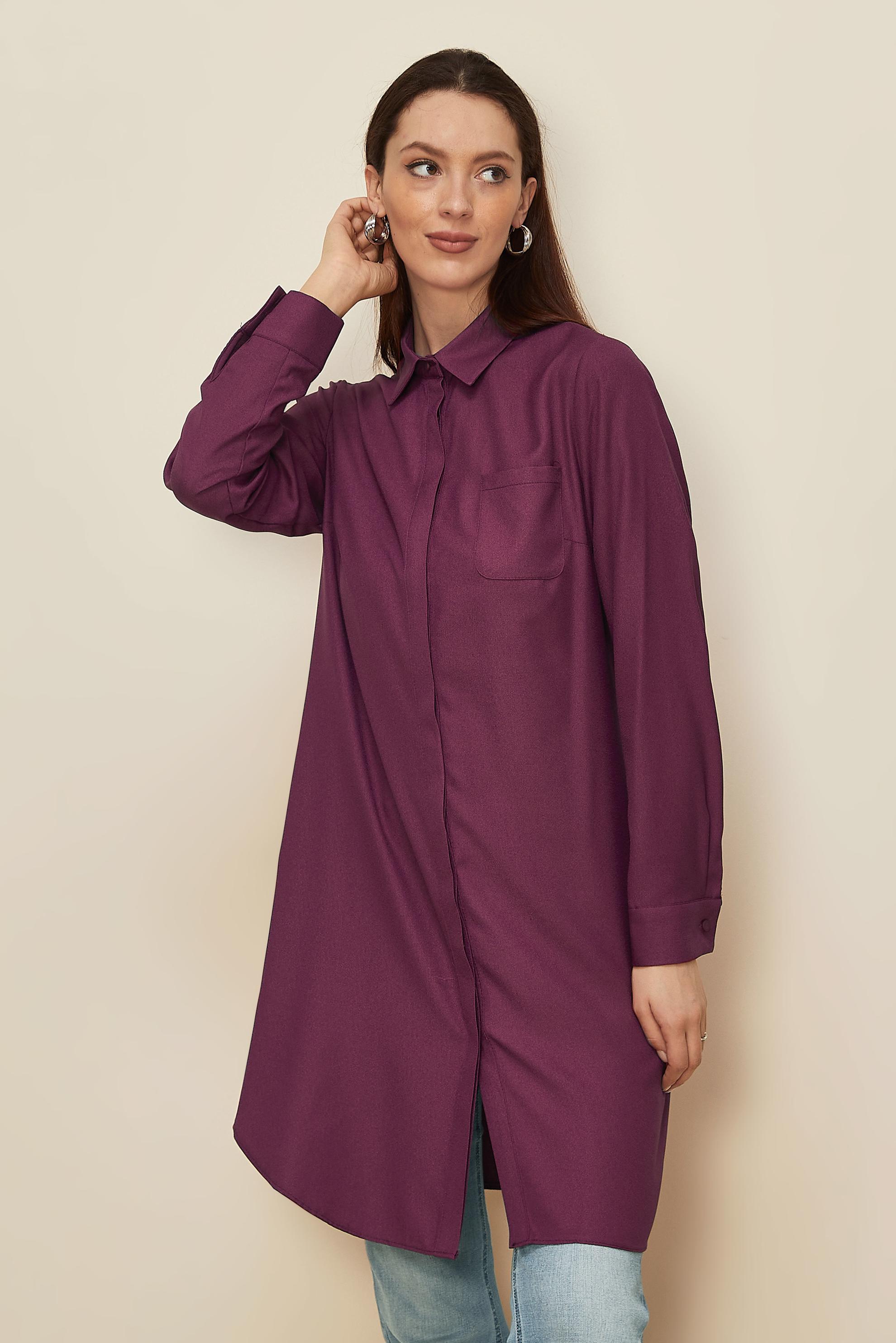 Vêtements hijab FUCHSIA TUNIQUE À COL CHEMISE 44344
